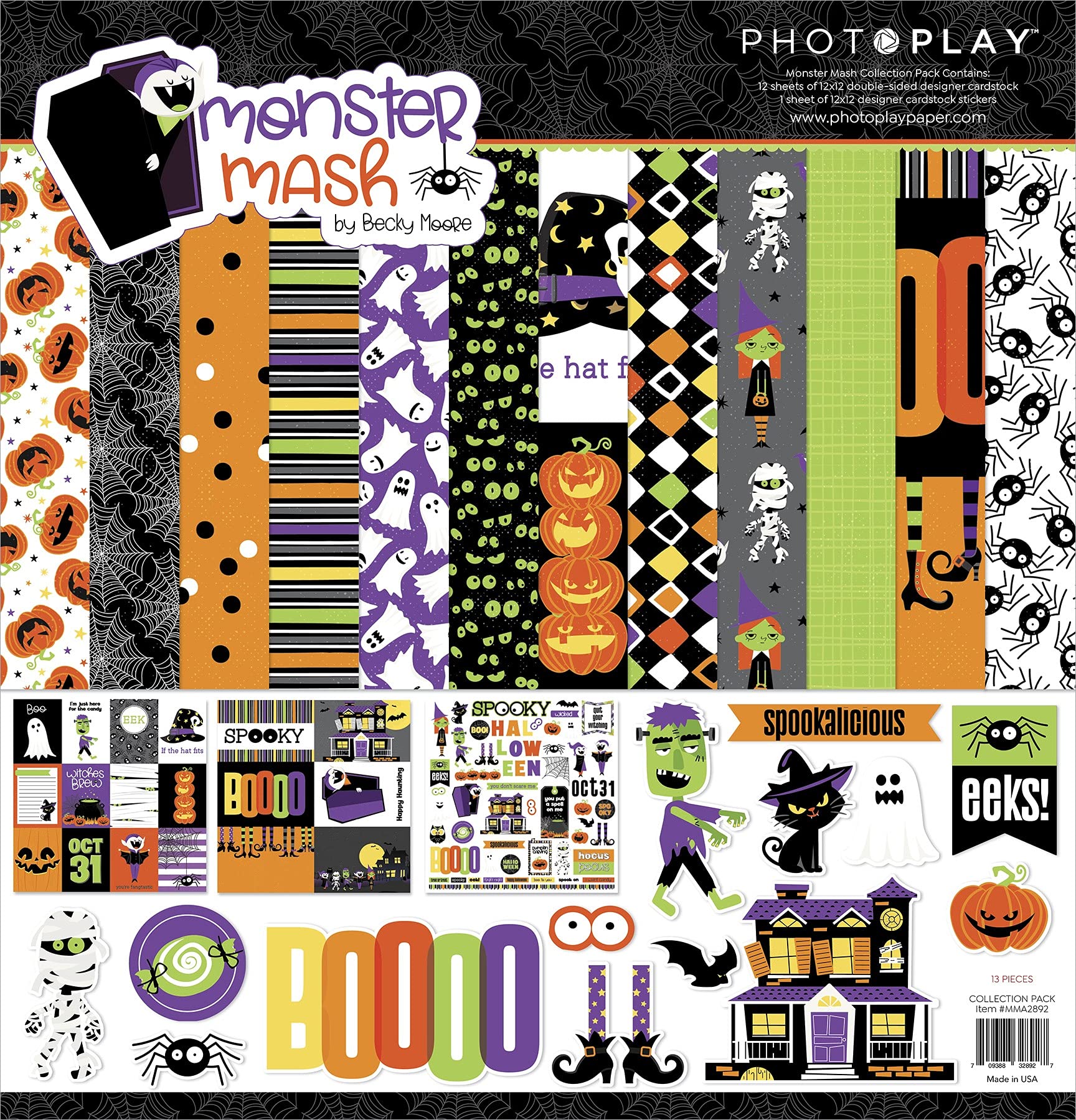 Monster Mash Collection Pack - Scary Halloween Party Decorations & Photo Booth Props for Spooky Themed Events