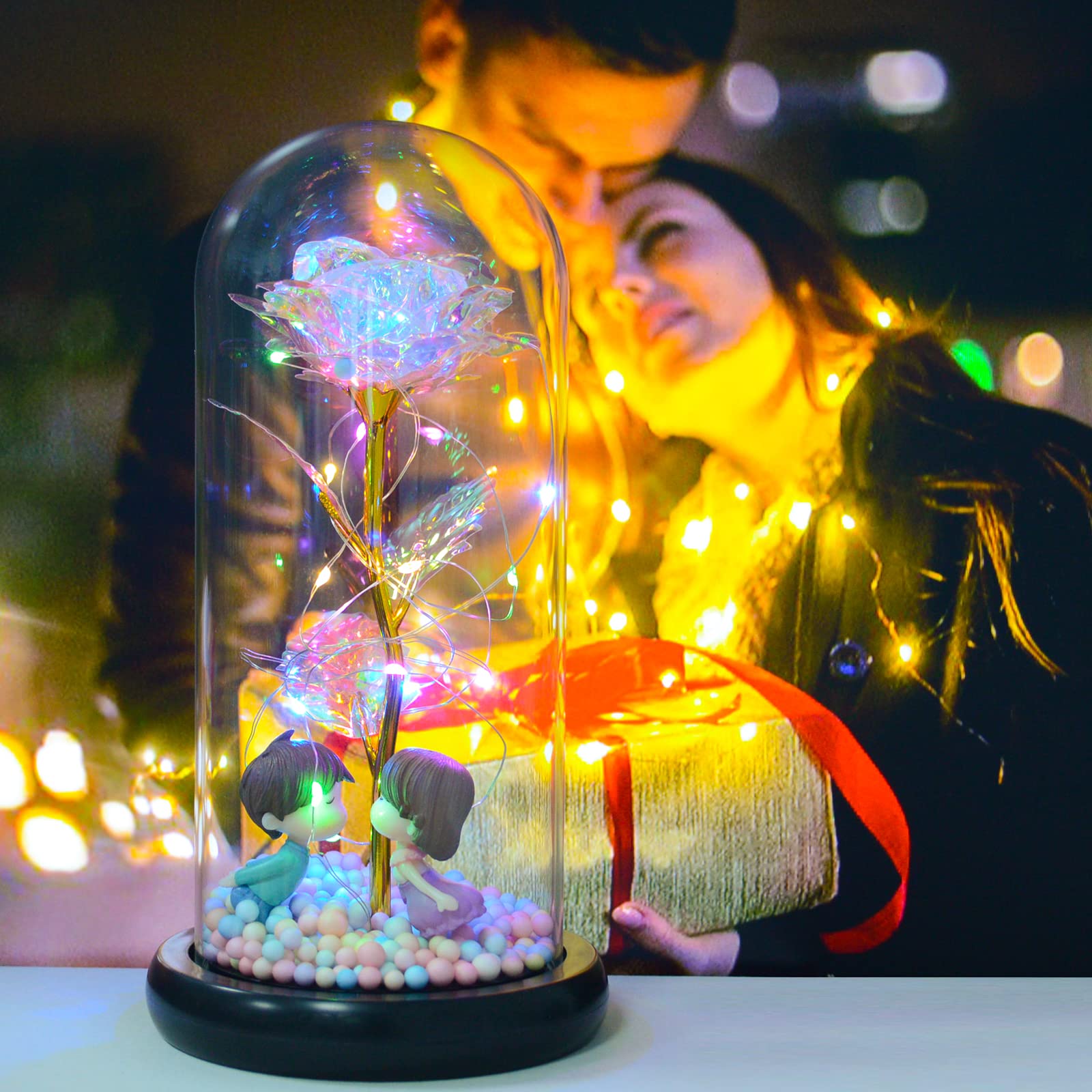 QUELIEN Romantic Beauty and The Beast Rose Gift for Girlfriend - Unique Galaxy Flower Rose Present for Birthday, Anniversary - Perfect for Valentine's Day, Wedding Proposal & Special Occasions