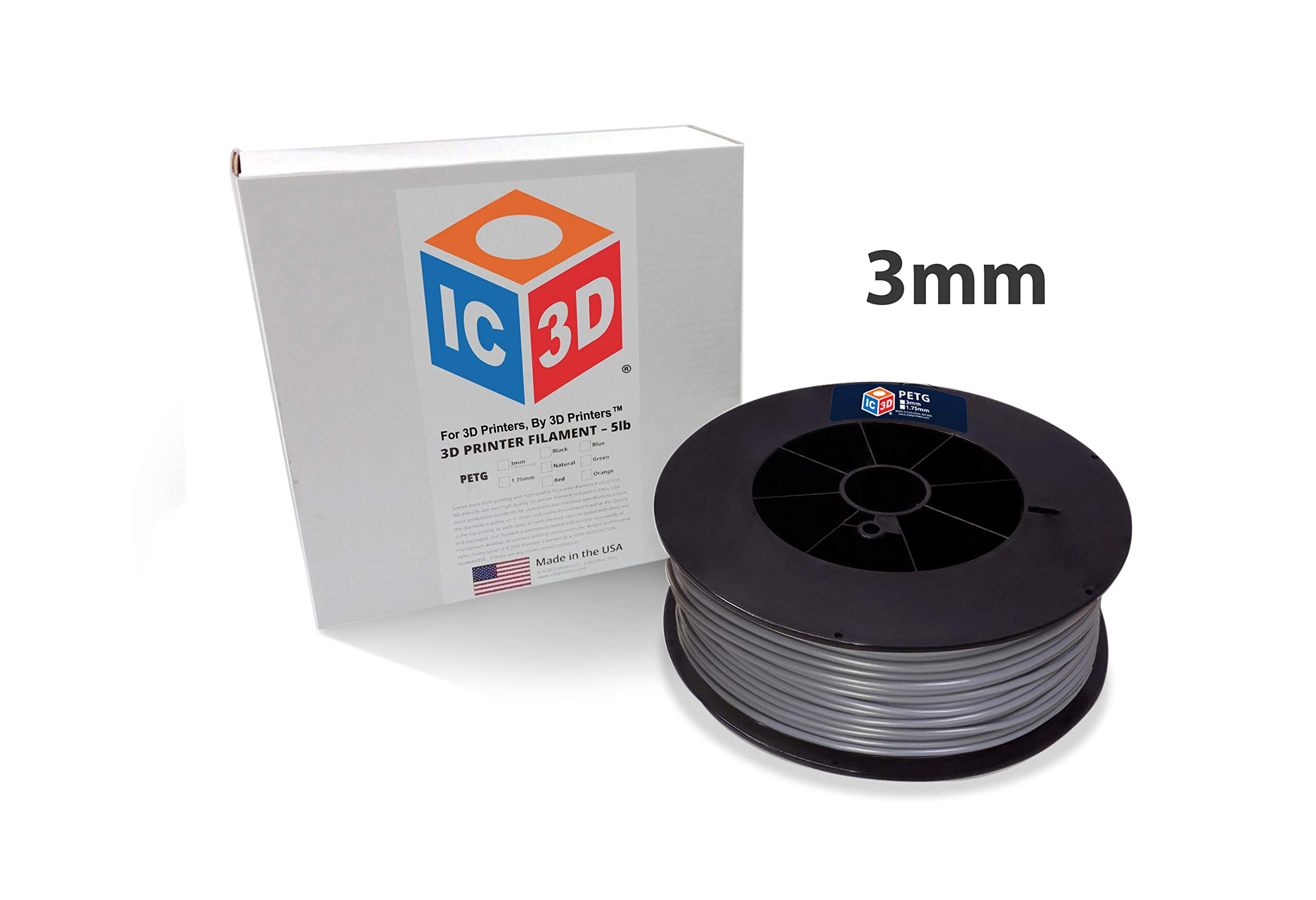 Premium Grey 2.85mm PETG 3D Printer Filament - 2.5kg Spool (5.5lbs) - High Precision +/- 0.05mm - Professional Grade 3D Printing Material - Made in USA - Perfect for Cosplay Props, Functional Parts & DIY Projects