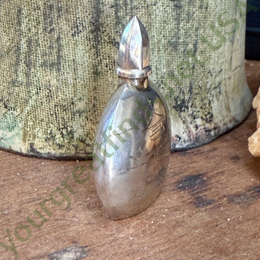 Vintage 950 Sterling Silver Hand-Etched Mini Perfume Bottle - Elegant Jewelry Gift for Women, Perfect for Travel & Special Occasions