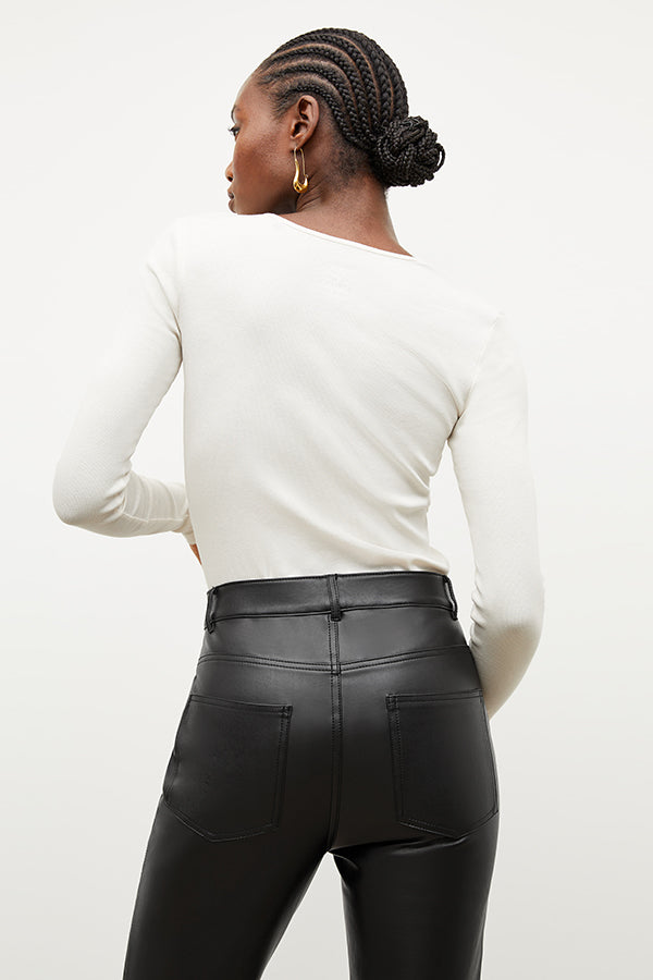 Vegan Leather Archie Pants for Women - High Waisted Faux Leather Leggings, Stretchy & Comfortable - Perfect for Casual Wear, Night Out, and Office Outfits