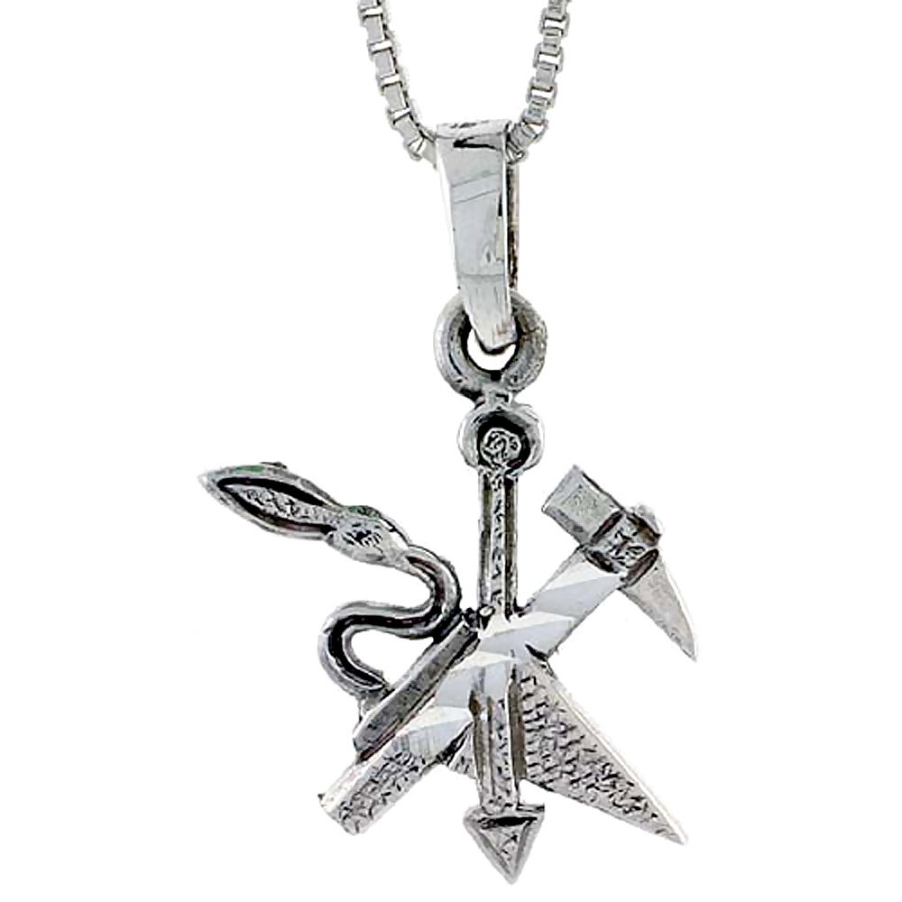 1 1/16 Inch Sterling Silver Masonry Tools Pendant Necklace - Perfect for Jewelry Making, DIY Crafts & Masonic Gifts