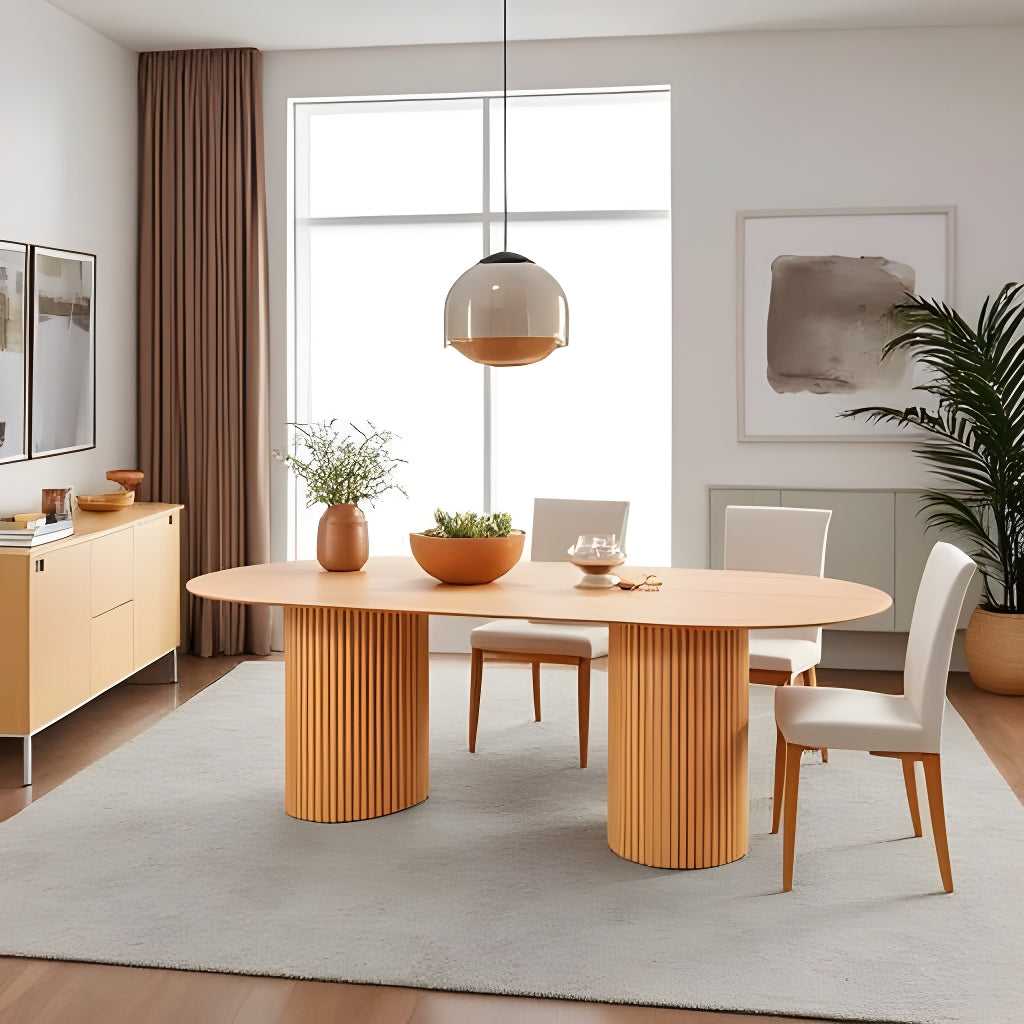 220cm KELYN Solid Wood Dining Table - Natural Finish for Modern & Farmhouse Dining Rooms | Perfect for Family Gatherings & Dinner Parties