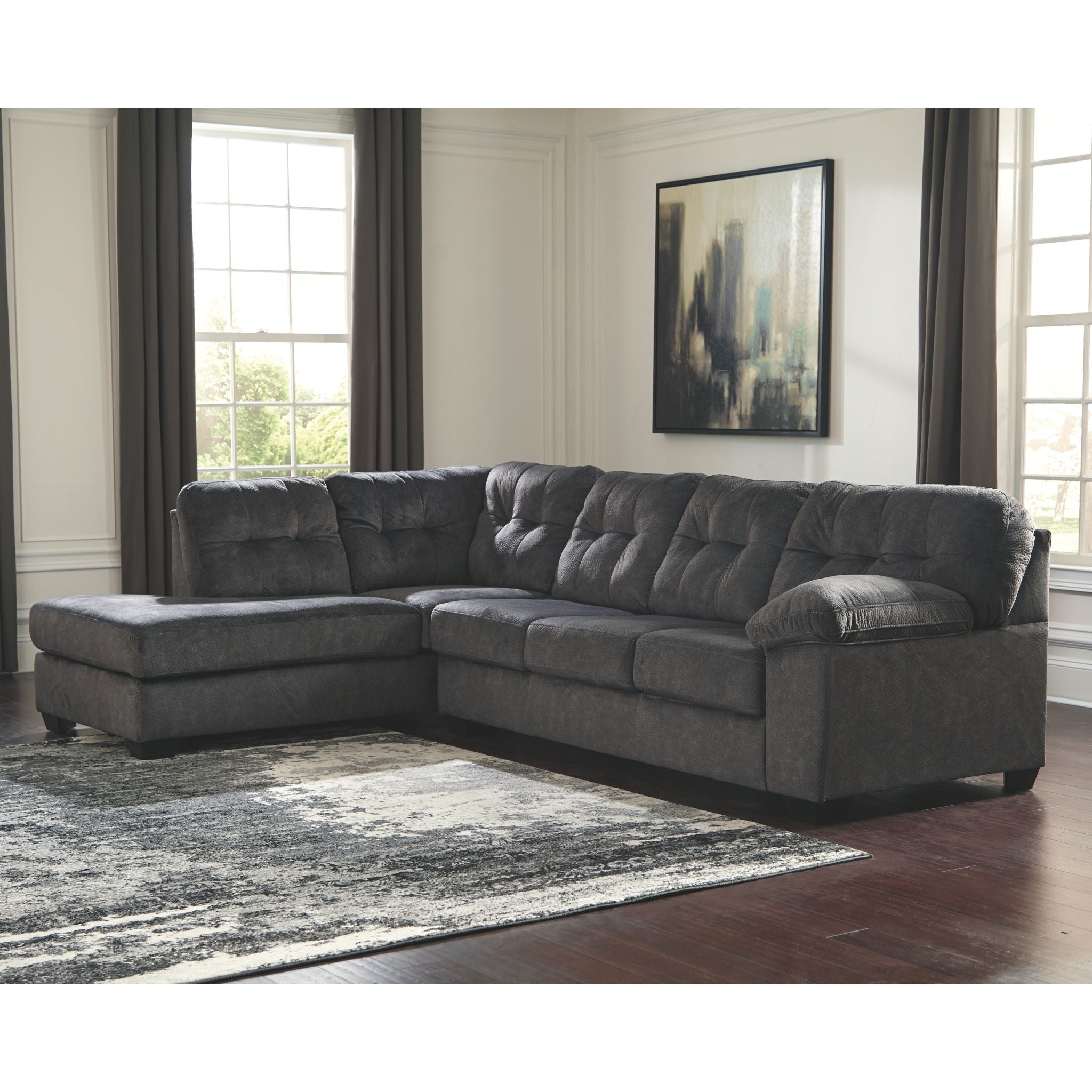 Accrington 2-Piece Sleeper Sectional Sofa with Chaise Lounge - Convertible Sleeper Sofa Bed for Small Spaces, Living Room & Guest Room Furniture - Perfect for Apartments, Dorms and Home Theater Seating