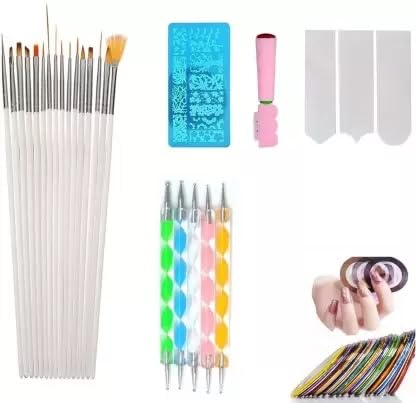 Trexee 34-Piece 3D Nail Art Kit for Women & Girls - Professional Nail Painting Set with Stickers, Gems & Tools - Perfect for DIY Manicures, Home Salons & Party Nail Designs