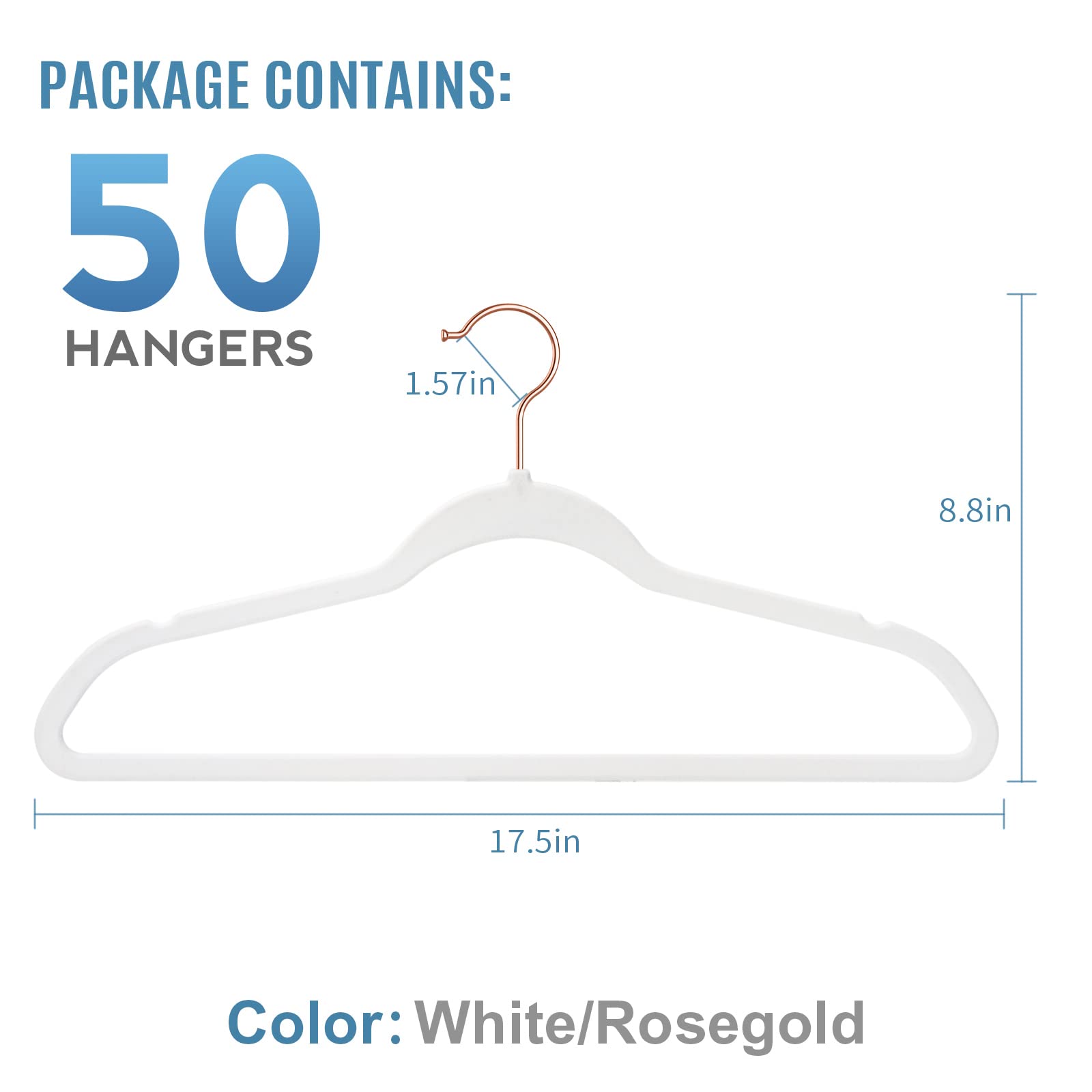 TIMMY Non-Slip Velvet Suit Hangers - 50 Pack Ultra Thin Space Saving Coat Hangers, Heavy Duty Clothes Hangers Hold Up to 10 Lbs - White Velvet Hangers for Closet Organization & Wardrobe Storage