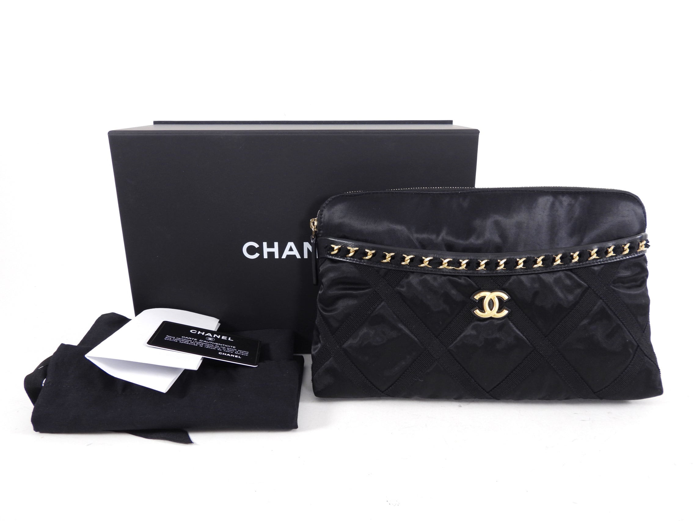 Chanel 21A Medium Satin Trousse Clutch Convertible Tote Bag - Luxury Designer Handbag for Women, Perfect for Evening Parties & Special Occasions