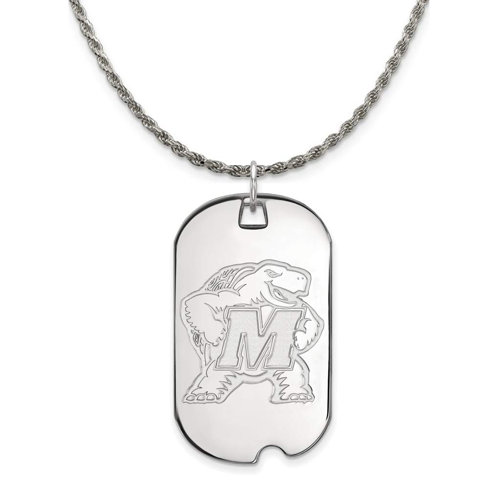 Maryland Terps Sterling Silver Black Bow Dog Tag Necklace for Men & Women – Perfect for Gameday, Graduation & College Pride Gifts
