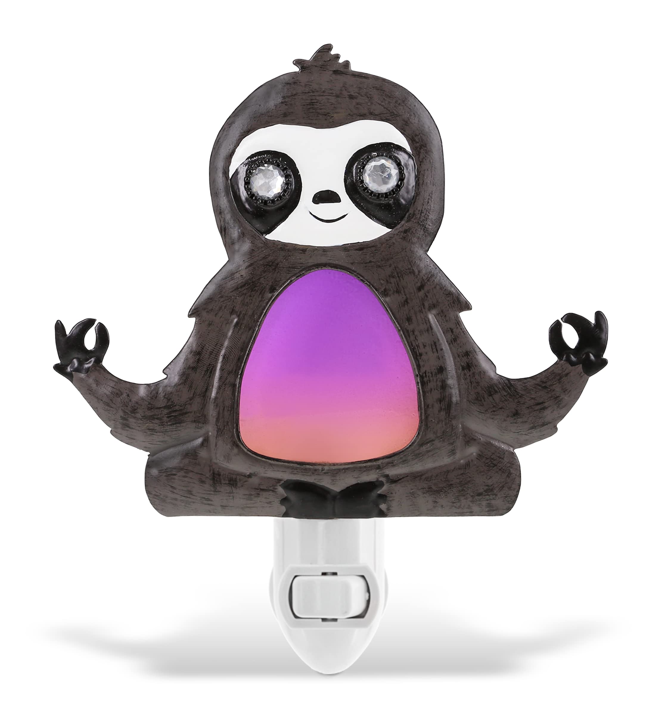 CoTa Global Sloth Night Light - Handmade Metal & Glass Plug-in Wall Nightlight with Switch, 6.5 Inch Cute Animal Night Light for Home Decor - Perfect for Bathroom, Nursery, Hallway, Kitchen & Bedroom - Creates Cozy Ambiance for Kids' Rooms and Relaxing Spaces