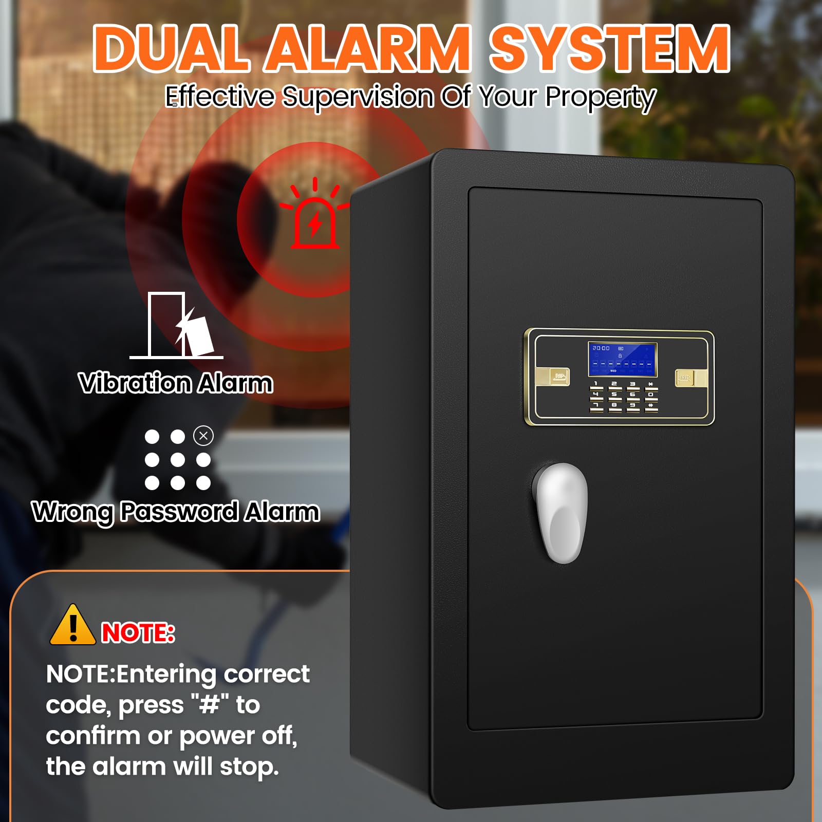 5.3 CuFt Fireproof Waterproof Digital Safe Box - Heavy Duty Home Security Safe with Programmable Keypad, Inner Lock Box & Fireproof Bag - Secure Documents, Firearms, Medicine & Valuables - Ideal for Home, Office & Business Use