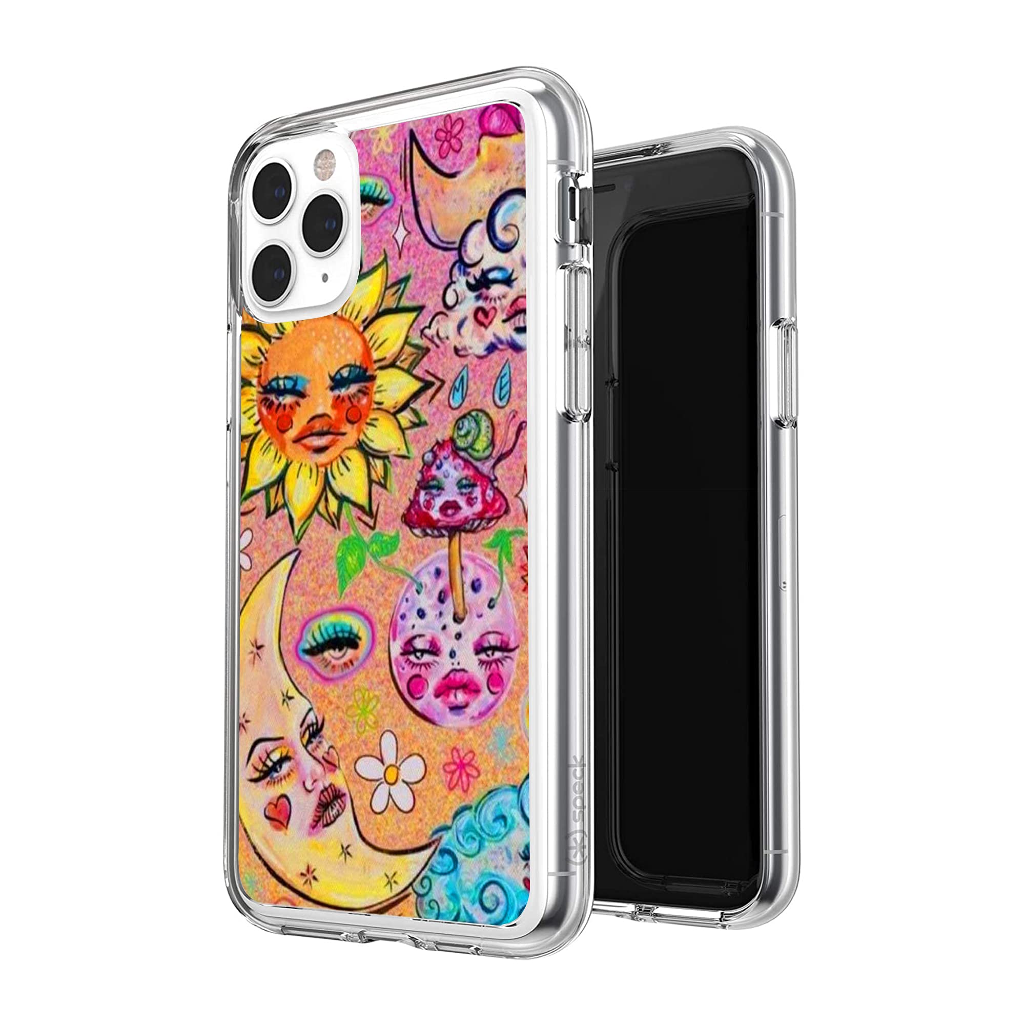 Moon & Sun Hippie Flower Indie Aesthetic iPhone 12/12 Pro Case - Clear Shockproof Protective Cover for Women & Girls | Perfect for Music Festivals, Boho Outfits & Everyday Use