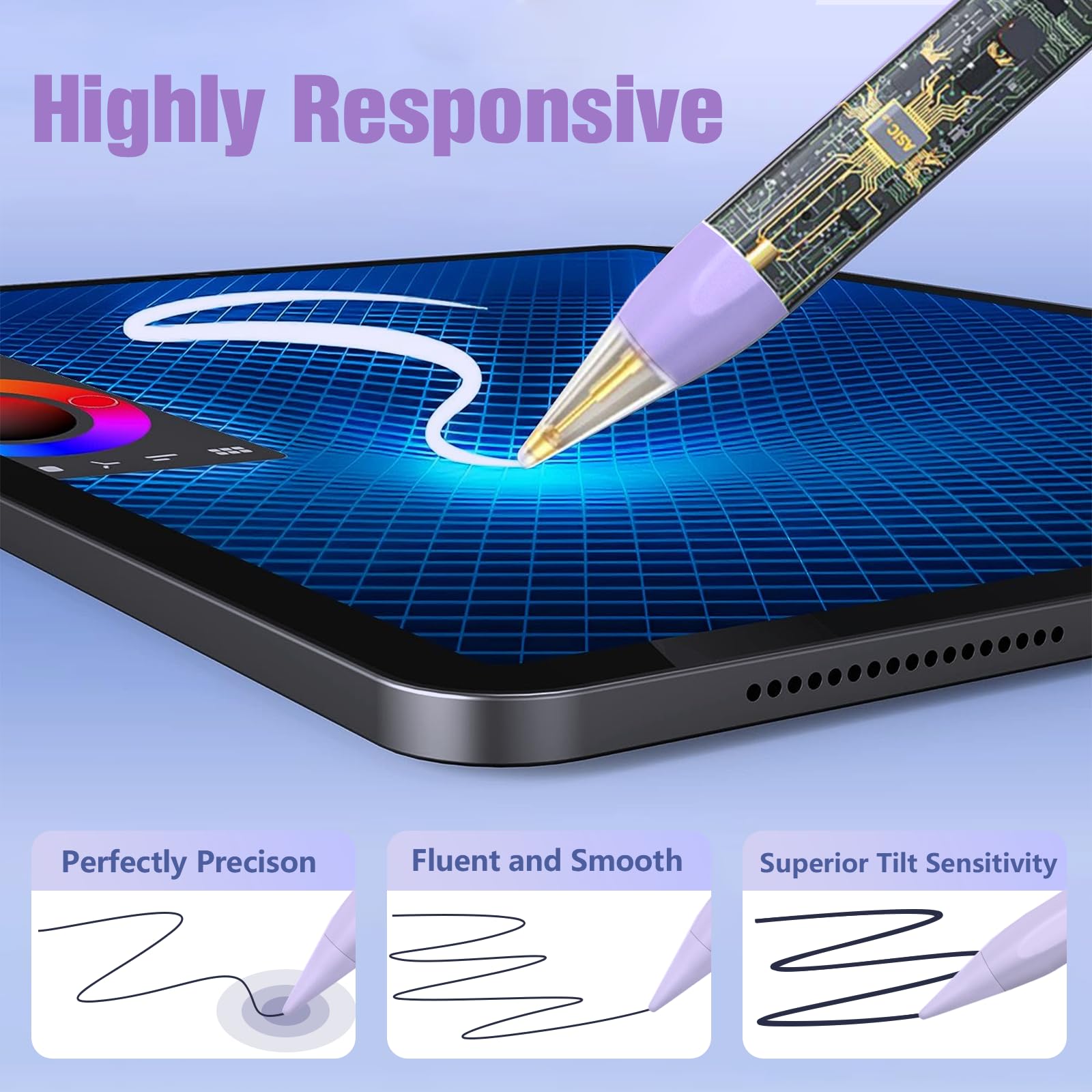 Apple Pencil Alternative - Fast Charging Stylus Pen for iPad (2018-2024 Models) with Palm Rejection, Tilt & Magnetic Attachment - Compatible with iPad Pro 11
