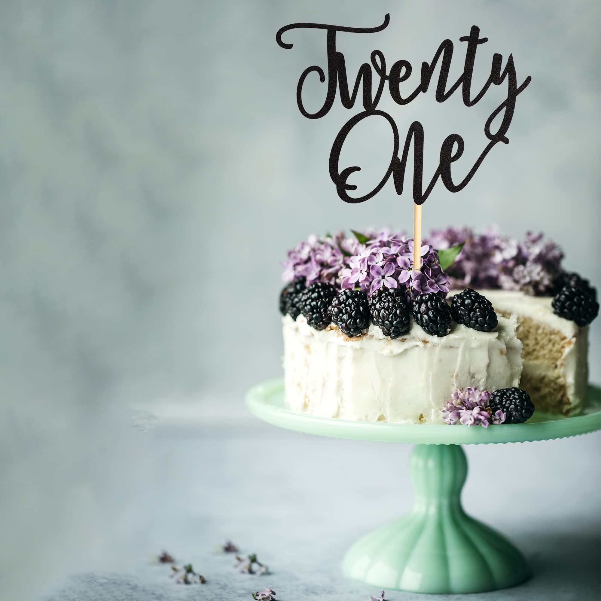21st Birthday Cake Topper - Black Glitter 21 Cake Decorations for Happy Birthday Party, Wedding Anniversary Celebration | Perfect for 21st Birthday Cakes, Cupcakes, and Dessert Tables