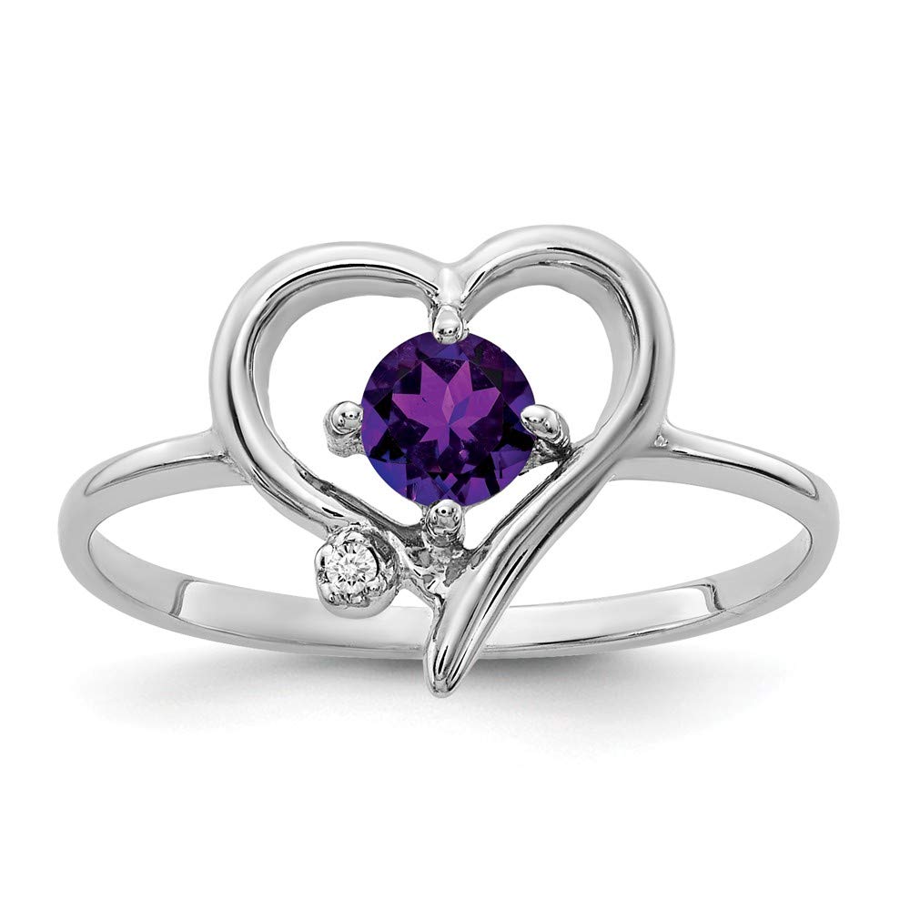 14K White Gold 4mm Amethyst and Diamond Engagement Ring for Women - February Birthstone Jewelry, Perfect for Proposals, Anniversaries & Special Occasions