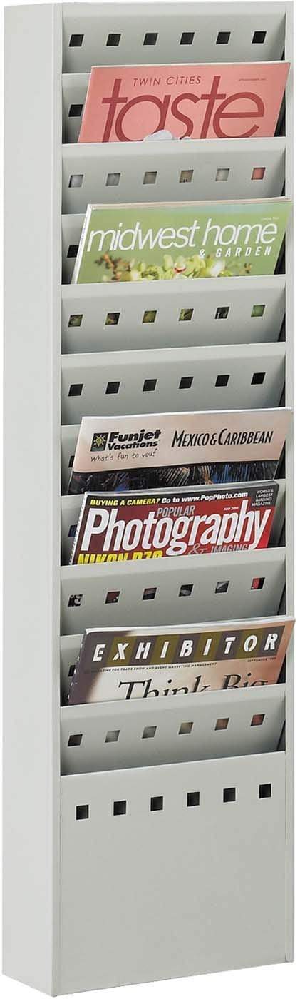 Steel Magazine Rack with 11 Pockets - Wall Mount Organizer for Books, Newspapers & Mail - Perfect for Home, Office & Library Organization