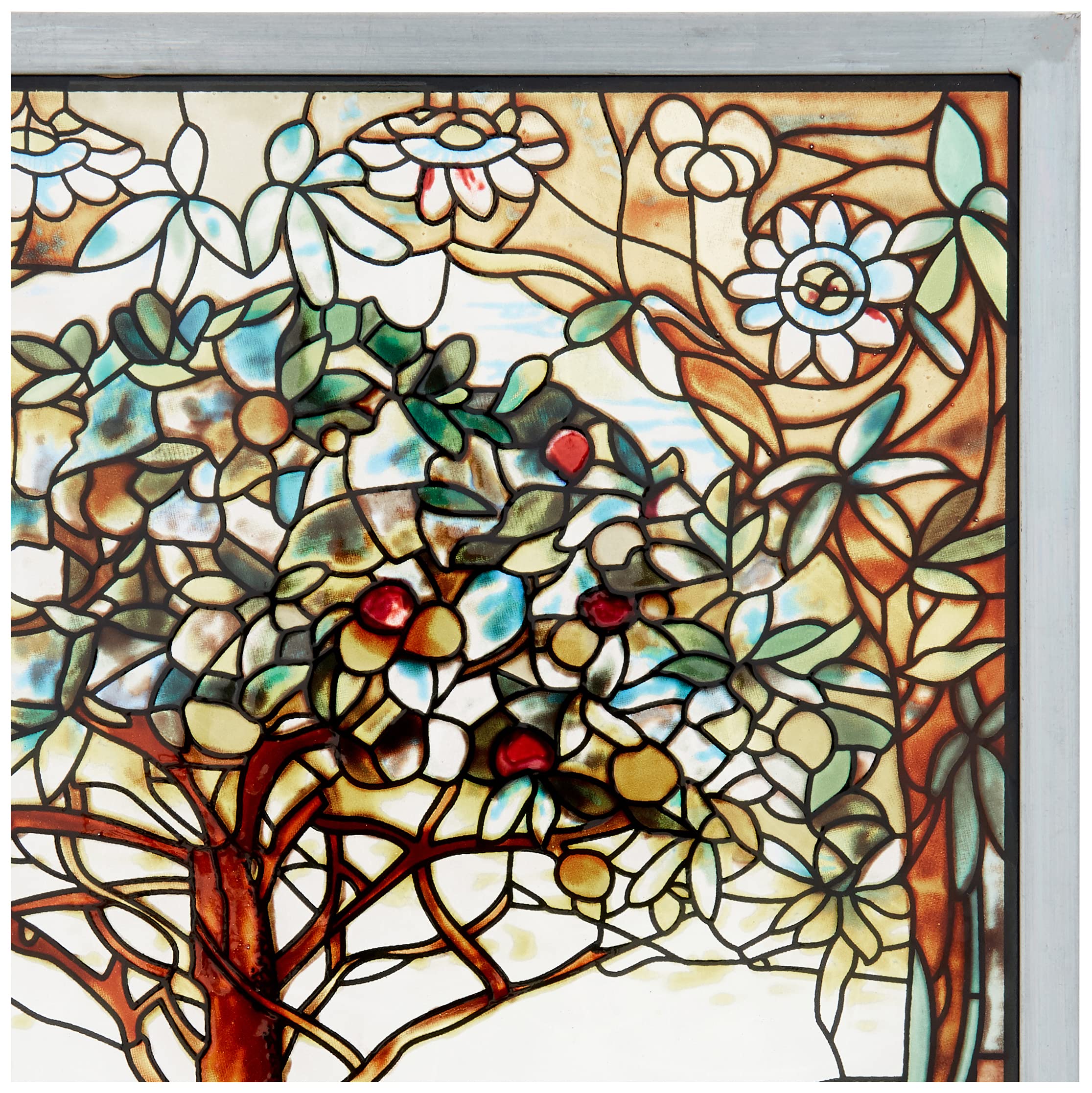 Design Toscano Stained Glass Panel - Tree of Life Art Glass Window Hanging for Living Room Decor - Beautiful Stained Glass Window Treatment for Home, Church & Wedding Decorations