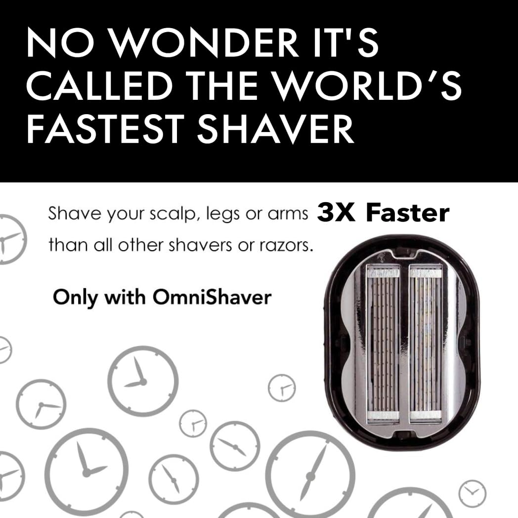 Premium Omnishaver Kit - Fastest Electric Shaver for Head, Legs, Arms & Body Hair | Reusable Alternative to Disposable Razors with Self-Cleaning & Stropping | Includes Shave Butter & Replacement Blades (Black) - Perfect for Travel, Gym & Quick Home Grooming