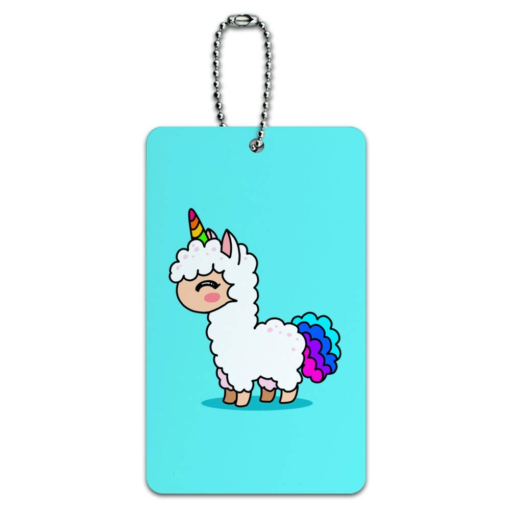 Adorable Kawaii Rainbow Llama Unicorn Luggage Tag - Cute Carry-On Suitcase ID Card for Travel Accessories | Perfect for Kids Backpacks, Suitcases & Travel Bags