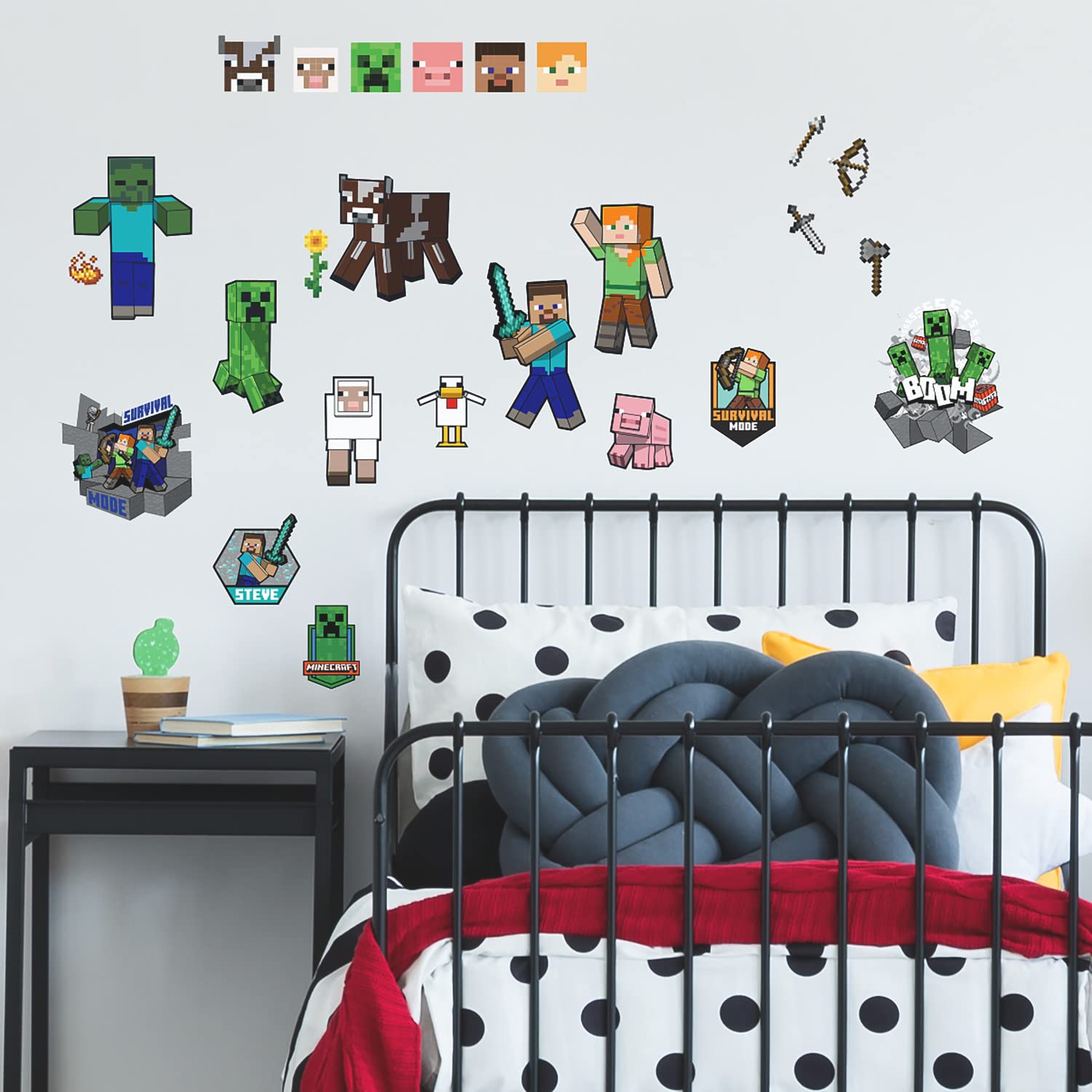 Minecraft Characters Peel and Stick Wall Decals - RoomMates RMK5366SCS - Removable Vinyl Stickers for Kids Bedroom, Game Room & Dorm Decor