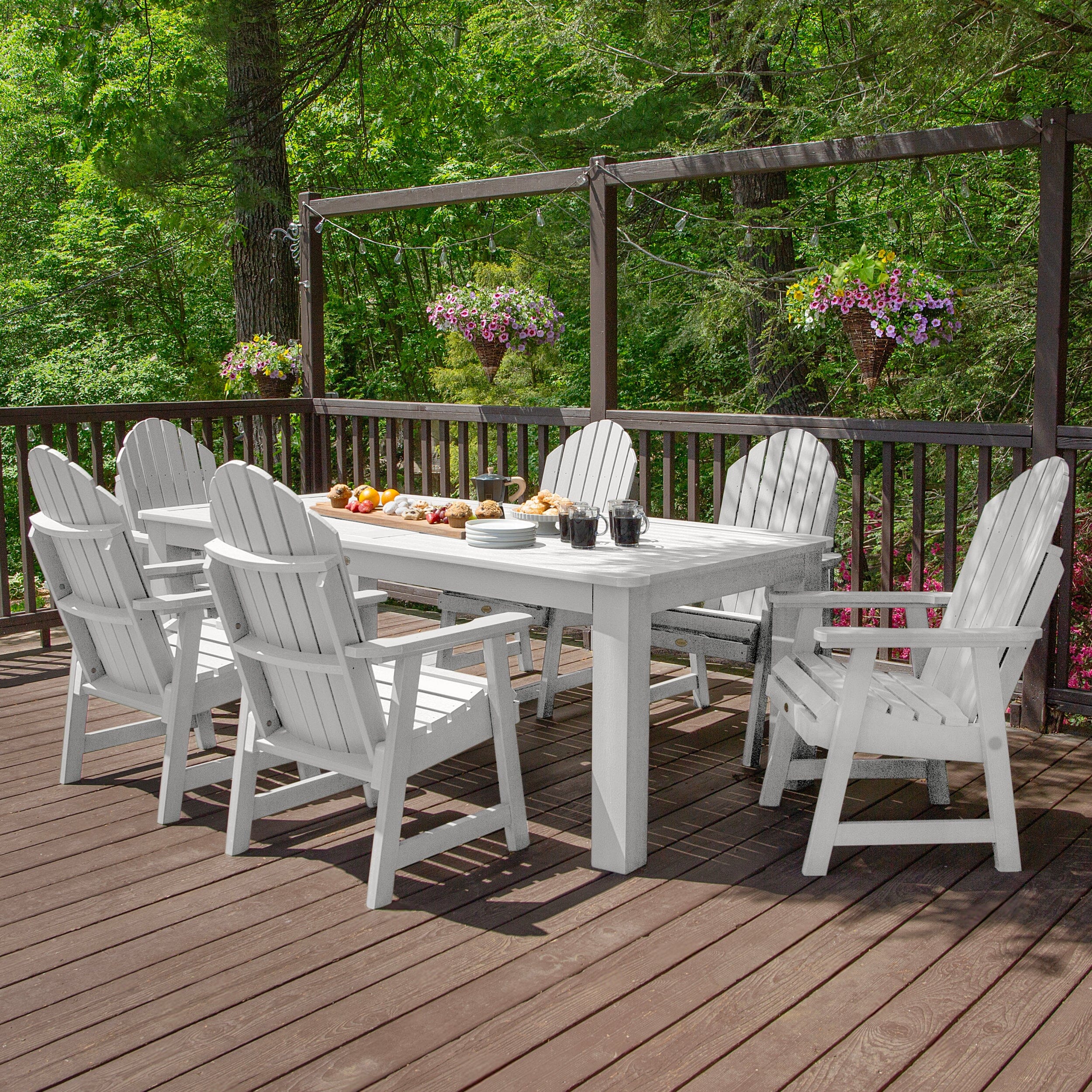 Premium Hamilton 7-Piece Outdoor Dining Set 42x84 Inches - Patio, Garden, Backyard Furniture for Dining & Entertaining