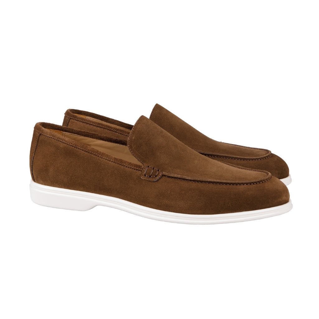 ARTIGIANO ROMA Brown Suede Loafers for Men - Comfortable Casual Slip-On Shoes for Office, Travel & Everyday Wear