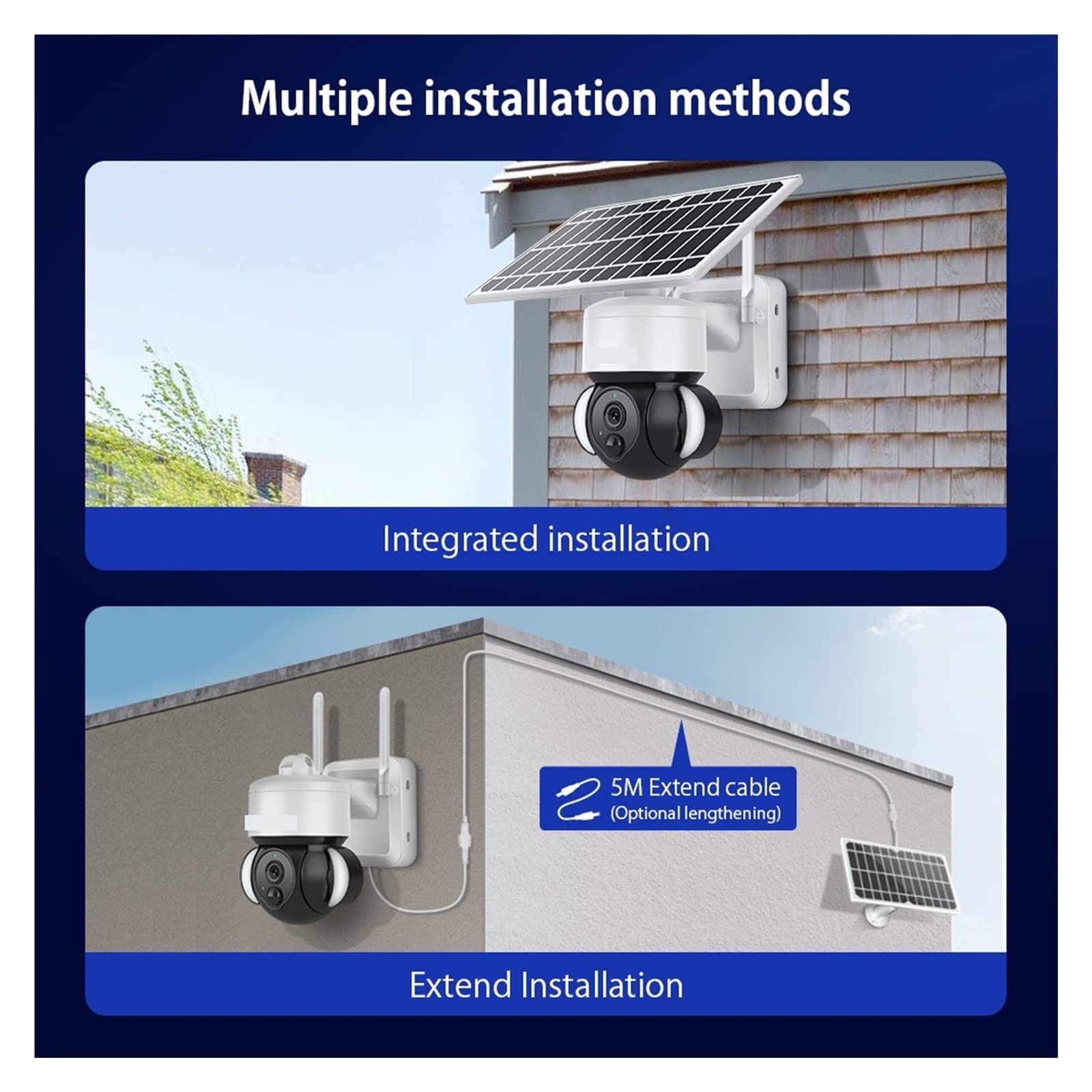 Solar Security Camera Outdoor Wireless - MZZYG WiFi Solar Powered Surveillance Camera with Cloud Storage, H265, Battery Operated & Garden Lights (White) for Home, Yard, and Property Monitoring