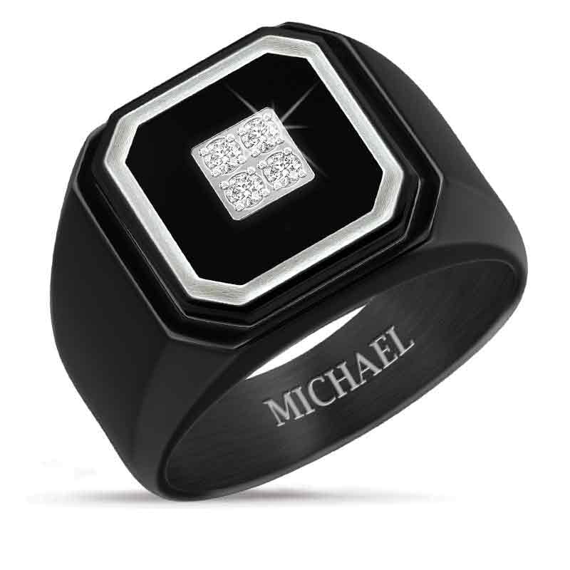 Black Ice Men's Diamond Personalized Ring - Size 10 (4683-0014) | Custom Engraved Wedding Band, Anniversary Gift for Him, Promise Ring for Boyfriend