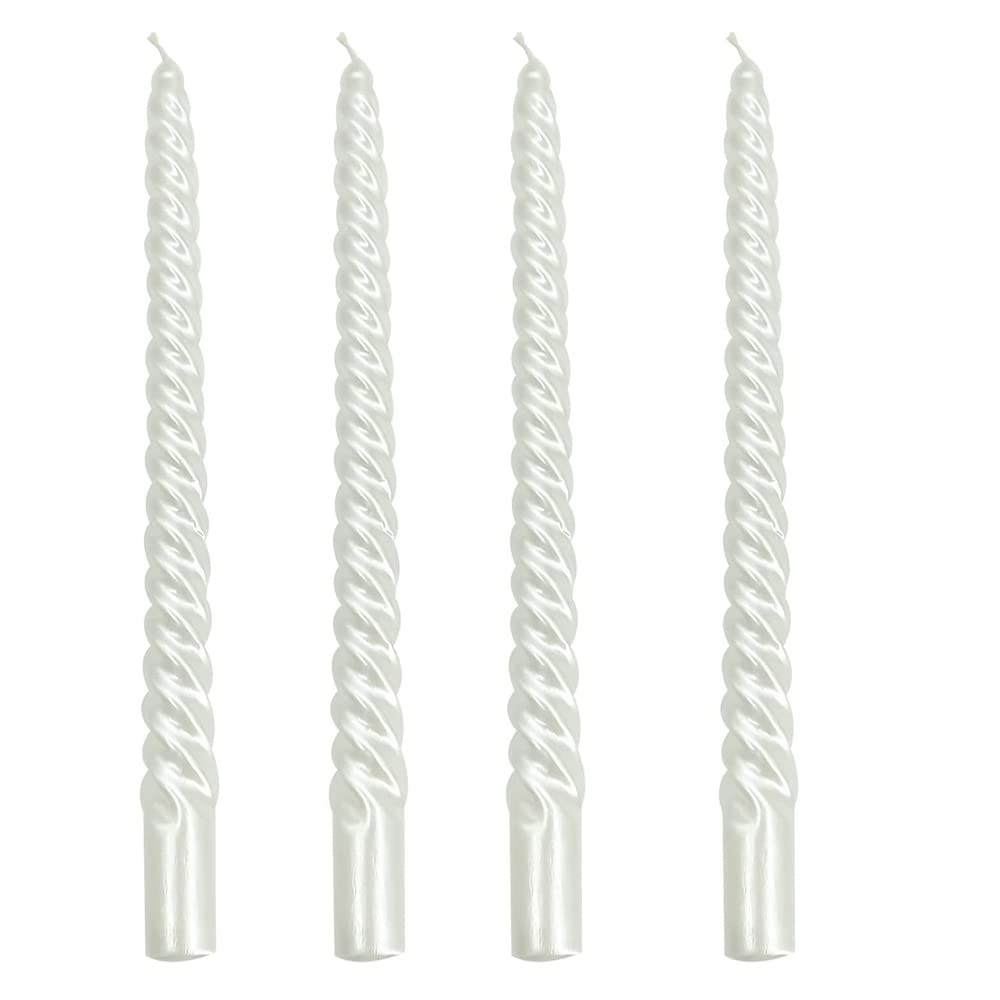 4PCS/Pack 10 Inch Unscented Spiral Taper Candles with Cotton Wicks - Dripless Long Candles for Home Decor, Romantic Dinners, Wedding Centerpieces & Party Decorations (White)
