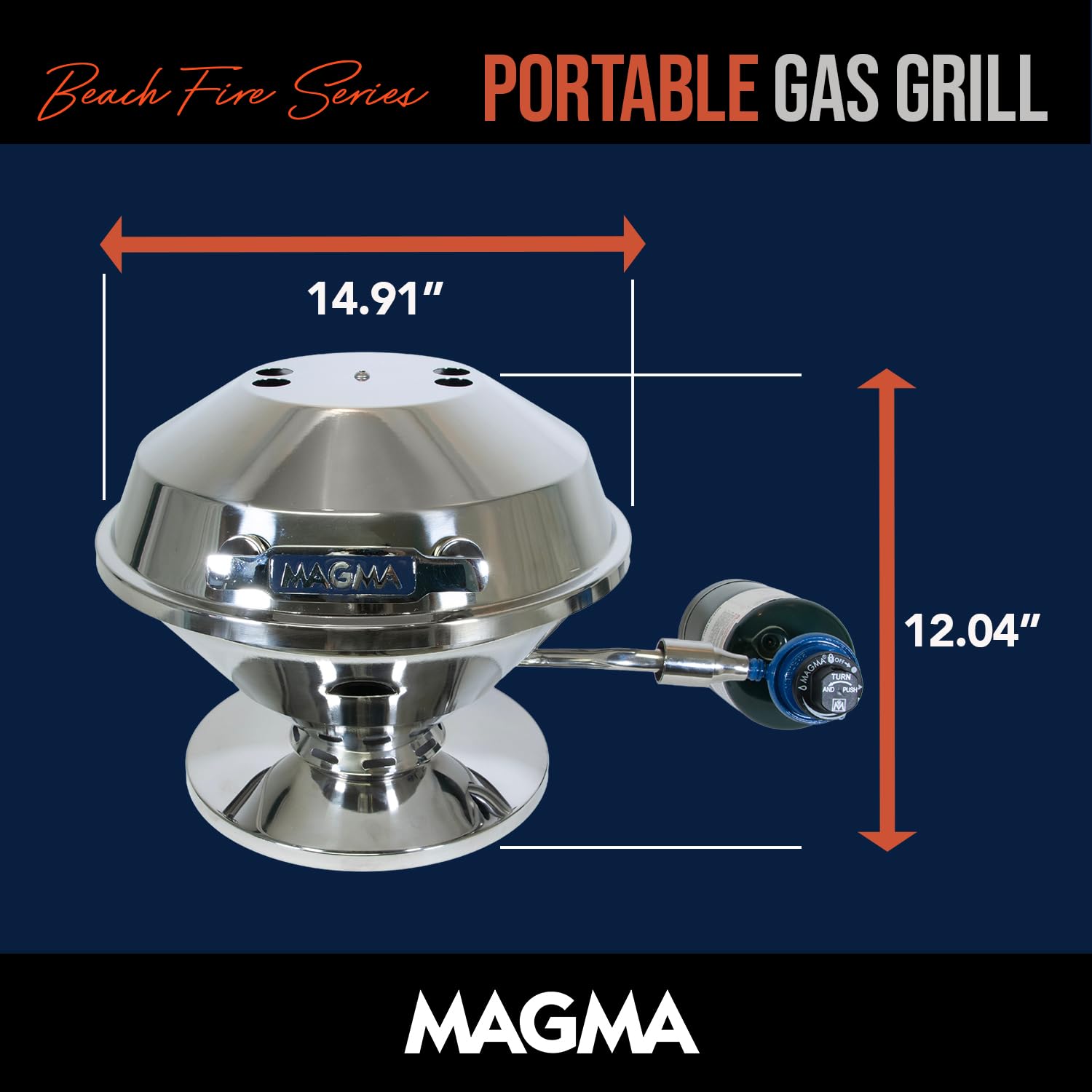 MAGMA C10-105 Portable Gas Grill - 15 Inch Tabletop Beach Fire Grill with Stand | Perfect for Camping, Picnics & Outdoor BBQs