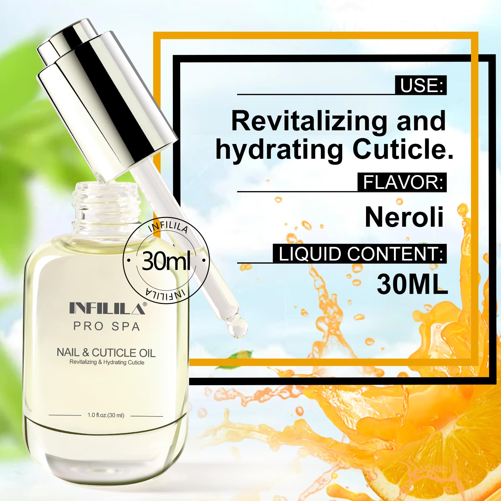 NXJ INFILILA Natural Cuticle Oil for Nails - Vitamin E Enriched Deep Hydrating Nail Honey Treatment for Dry, Cracked Cuticles - Nail Growth & Strength Care (Milk & Honey Scent) - Perfect for Manicures, Pedicures & At-Home Nail Care