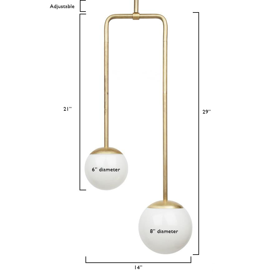 Vintage Brass Double Circuit Globe Pendant Light - Industrial Style Ceiling Fixture for Dining Room, Kitchen Island or Bedroom Lighting