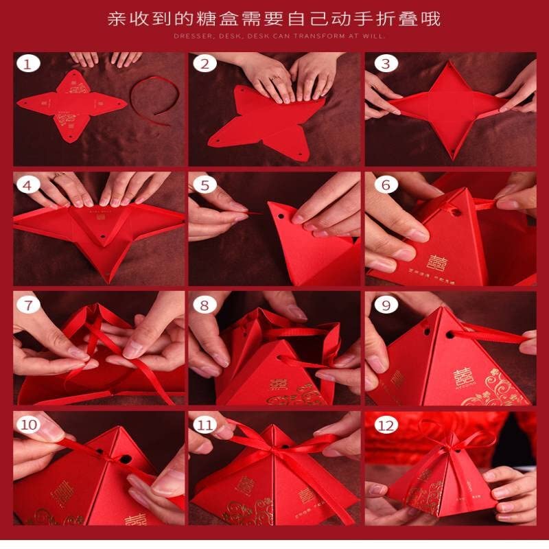 20pcs Chinese Wedding Candy Boxes - Elegant Gift Packaging for Wedding Favors, Party Treats & Bridal Shower - Creative Small Candy Bags for Millennium Marriage Celebrations