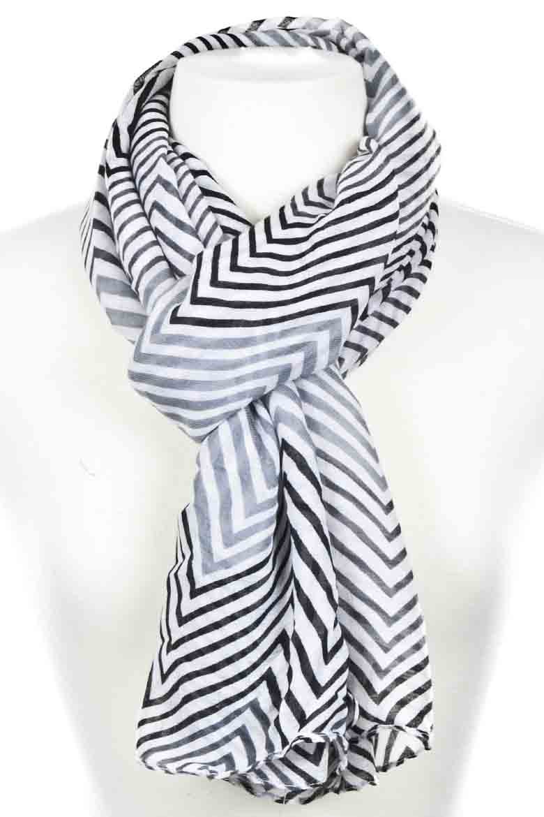 Women's Fashion Thin Line Chevron Scarf - Lightweight Stylish Wrap for Fall, Winter, and Spring Outfits
