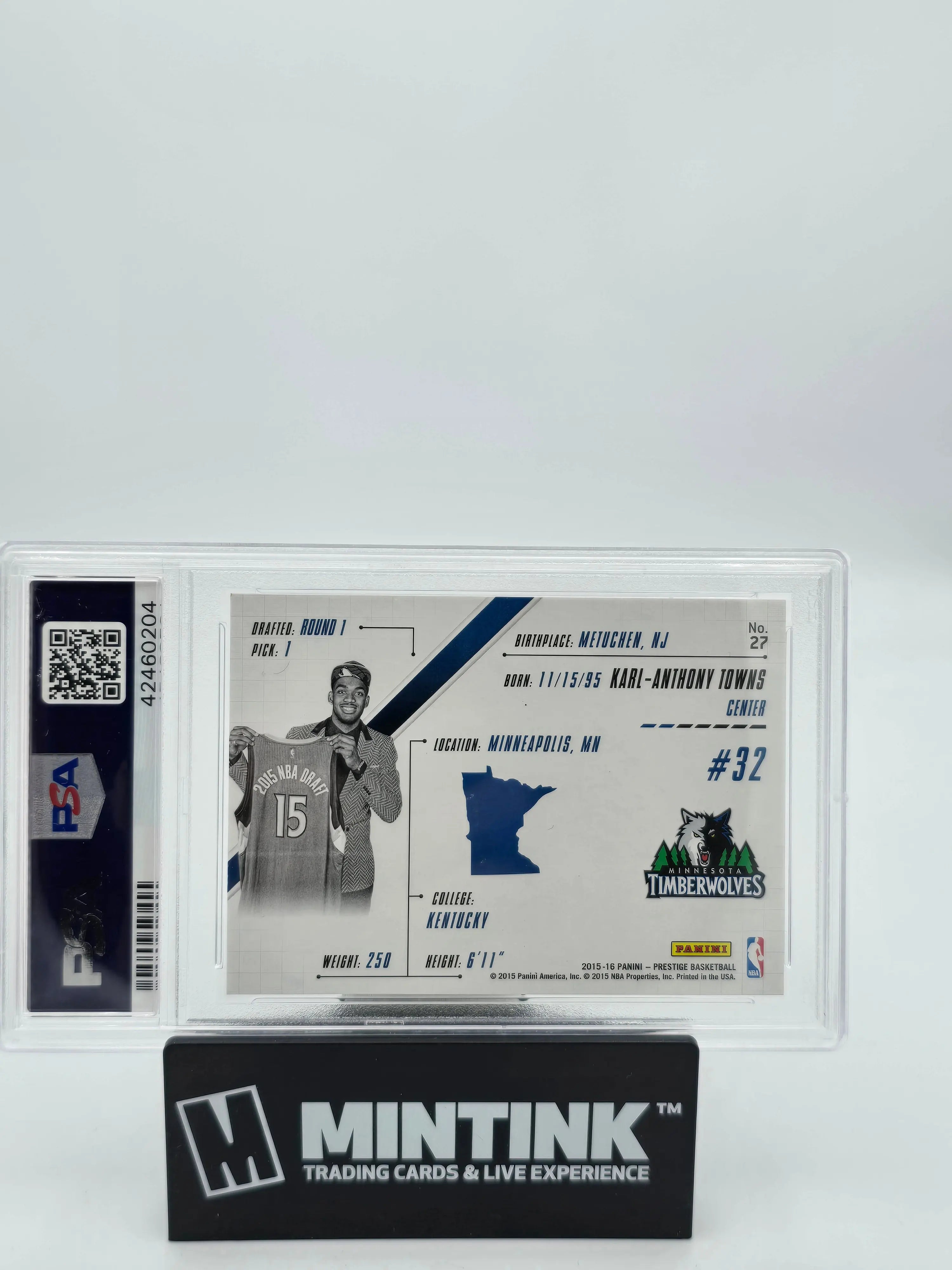 2015 Panini Prestige Basketball Karl-Anthony Towns Rookie Card PSA 10 Gem Mint - Prestigious Picks Collection for NBA Collectors & Sports Memorabilia Enthusiasts