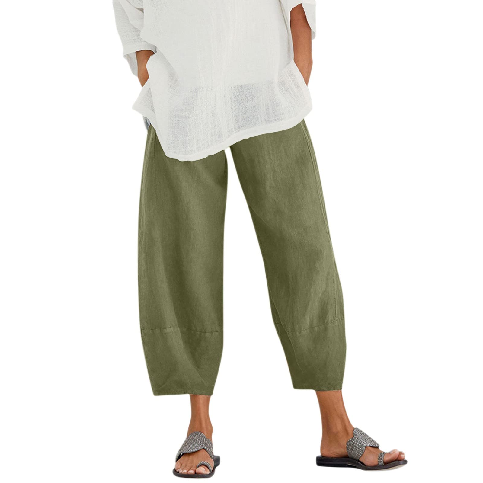 Aniwood Women's High Waist Wide Leg Capri Pants - Summer Casual Yoga Pants with Pockets for Training & Lounge Wear | Perfect for Workouts, Travel & Everyday Comfort