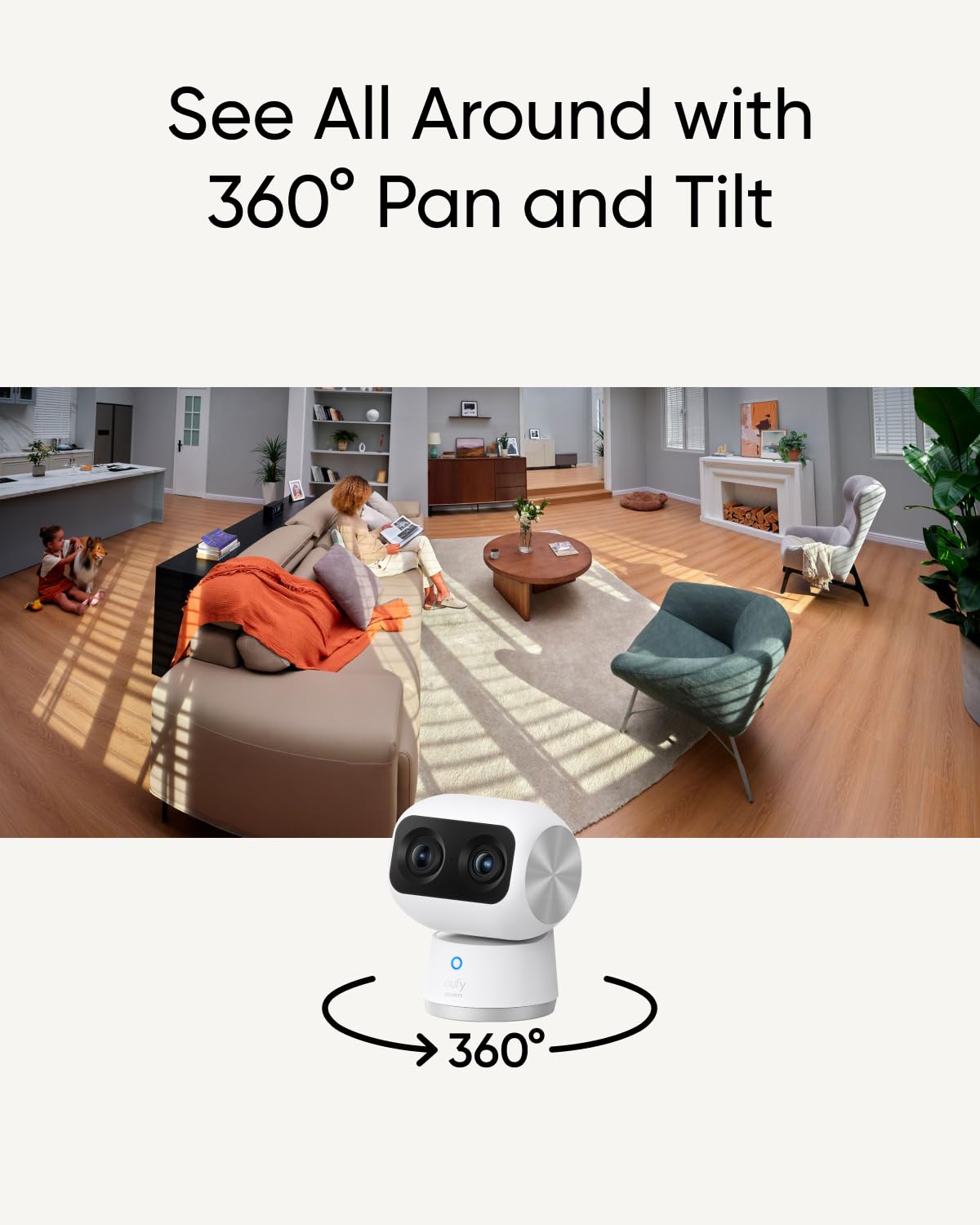 eufy Security Indoor Cam S350 - 4K UHD Dual Camera System with 8× Zoom & 360° PTZ | AI Human/Pet Detection | Wi-Fi 6 | Ideal for Home Security, Baby Monitoring & Pet Watching | Perfect for Nursery, Living Room & Office Surveillance