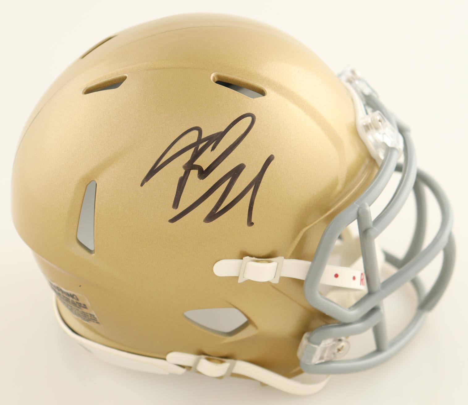 Riley Leonard Autographed Notre Dame Fighting Irish Speed Mini Helmet with PSA Certification - Perfect for Sports Memorabilia Collectors and Fighting Irish Fans