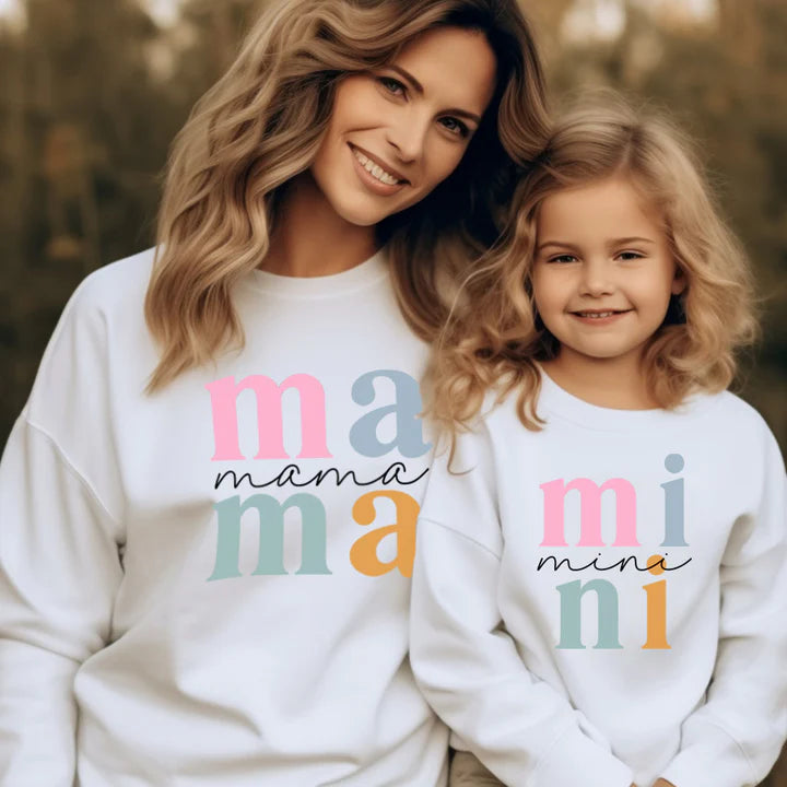 CLR Mama & Mini Dream Block Matching Sweatshirts - White | Mother Daughter Matching Outfits | Family Photo Outfits, Casual Wear