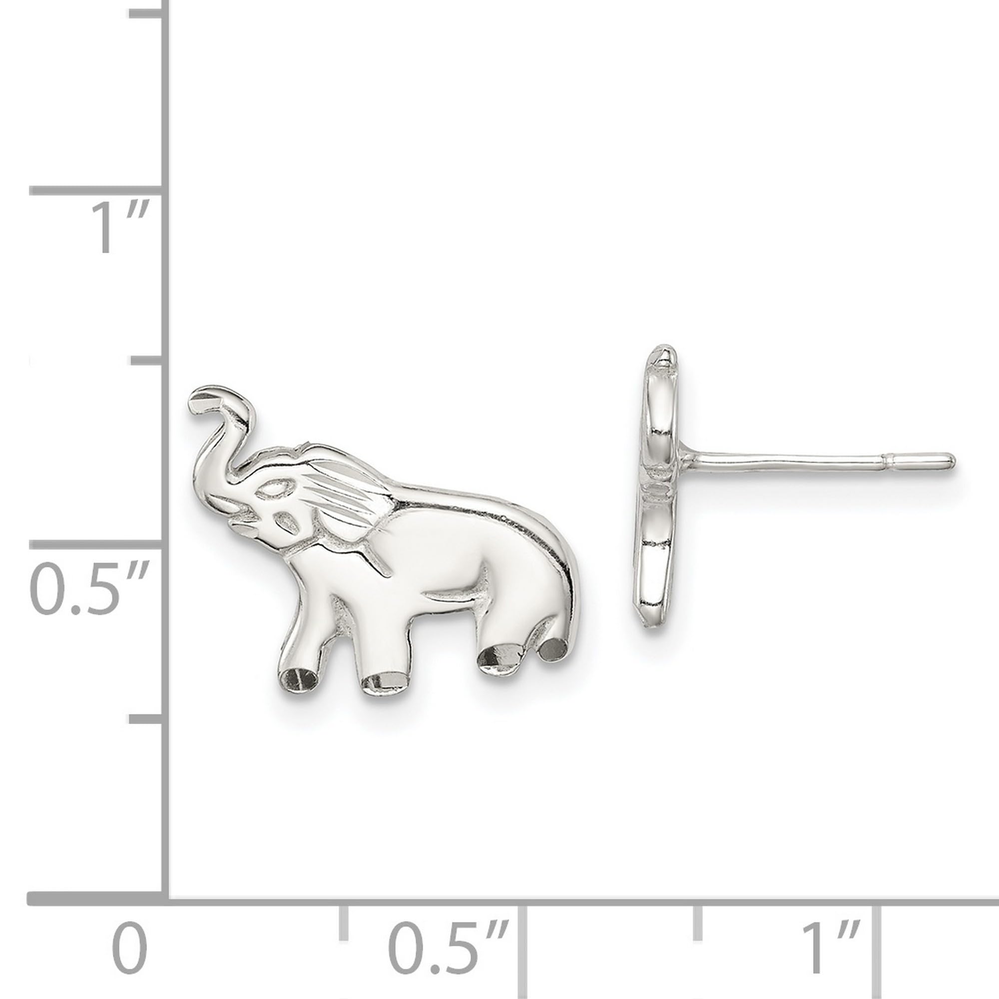 925 Sterling Silver Elephant with Raised Trunk Post Earrings - 11x15mm Dainty Studs for Women, Perfect Gift for Animal Lovers & Everyday Wear