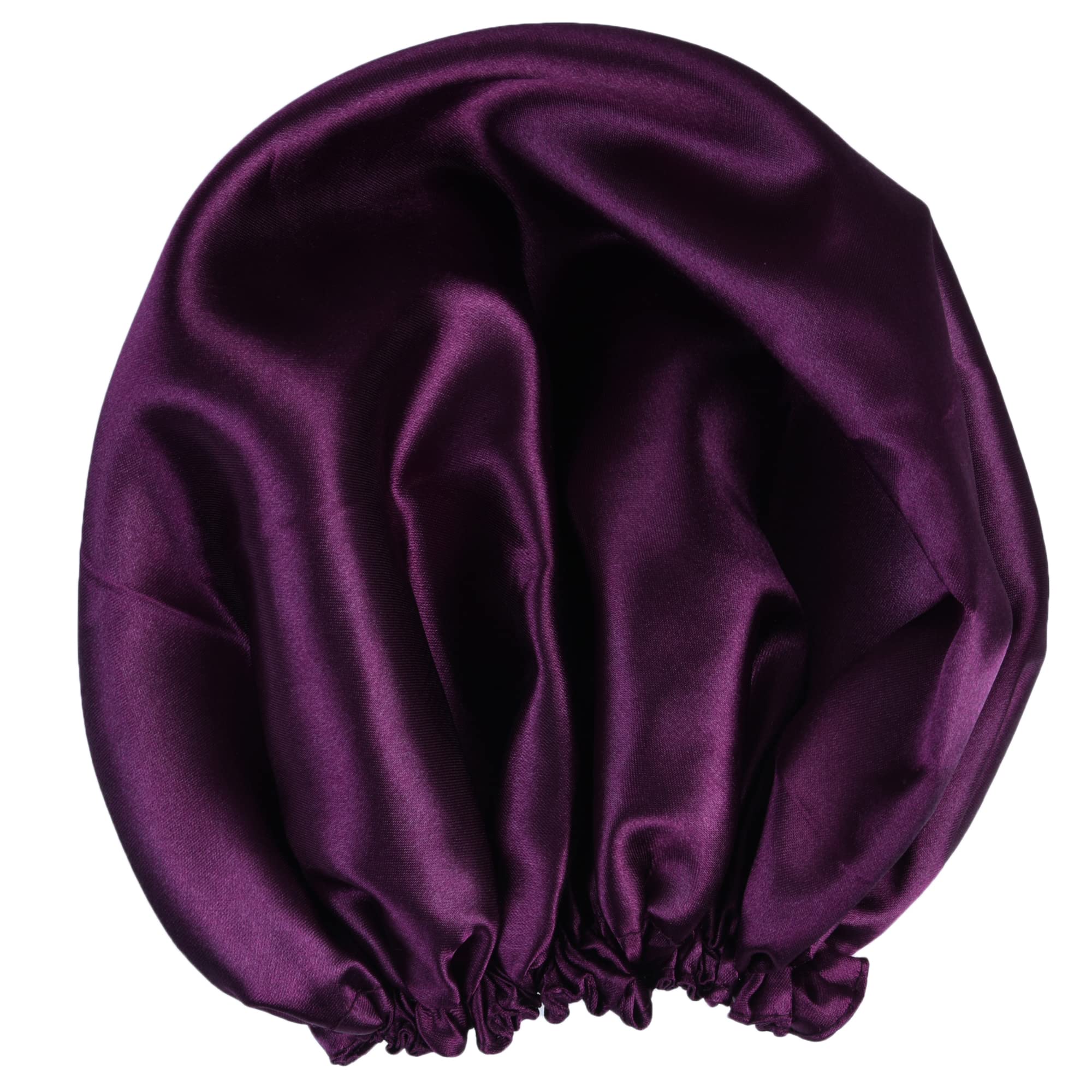 NNR Satin Silk Premium Hair Bonnet for Women - Double Layered Elastic Sleeping Cap for Natural Hair Protection - Pack of 1 (Wine) - Perfect for Nighttime Hair Care & Travel Accessories