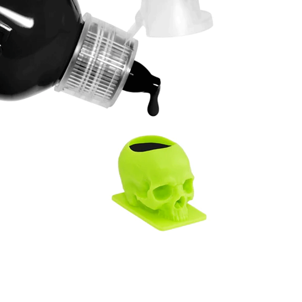 Neon Green Skull Ink Caps - Size #16 (Large) - 200 Count - Safe & Non-Toxic - Perfect for Tattoo Artists, Body Art, and Halloween Costume Accessories