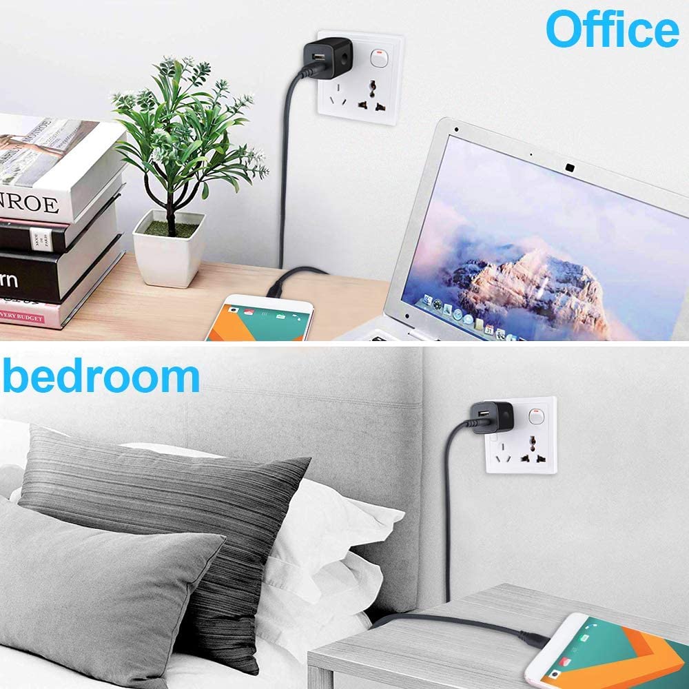 2.1A/5V Dual Port USB Wall Charger Block - Fast Charging Cube Adapter Plug for iPhone 15 Pro/14/13/12 & Samsung Galaxy S24/S23/S22/S21/S20 - 3 Pack Black Travel Power Chargers (Perfect for Home, Office & Travel Use)