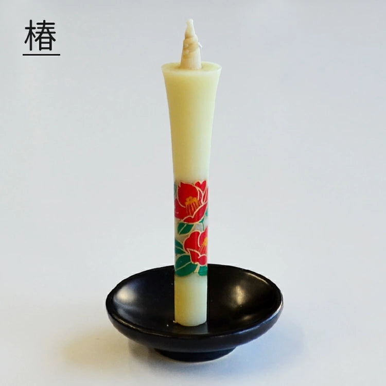 Takazawa Japanese Candles Gift Set - Ceramic Candle Holder with Four Seasons Flower Design, Traditional Wa Rousoku for Home Decor, Meditation & Romantic Ambiance