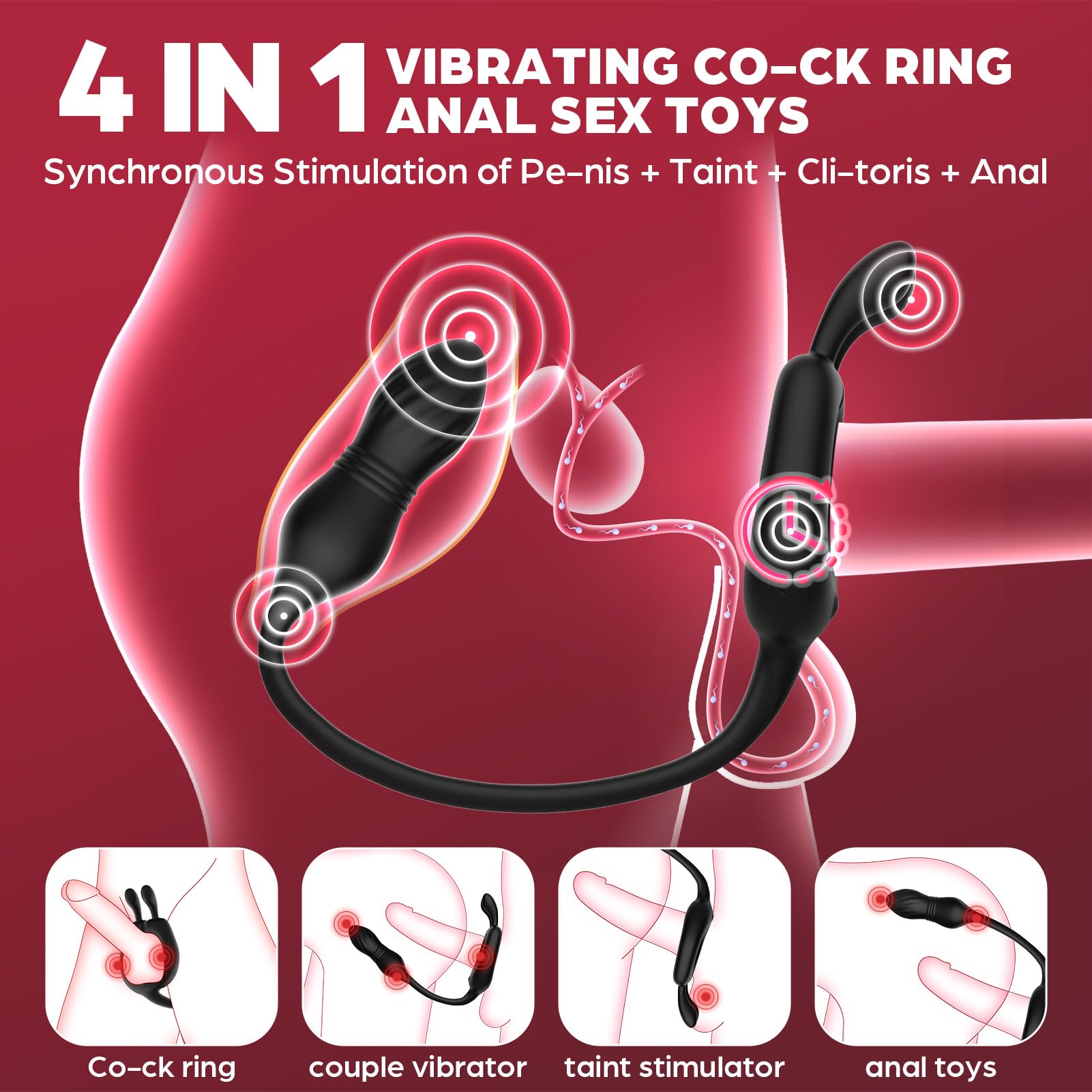 **Thrusting Anal Toys Prostate Massager for Men – 4-in-1 Remote Control Adult Sex Toy with 10 Vibrations & 10 Thrusting Modes, Dual Motor Vibrating Cock Ring & Anal Stimulator – Perfect for Couples Play & Solo Pleasure**