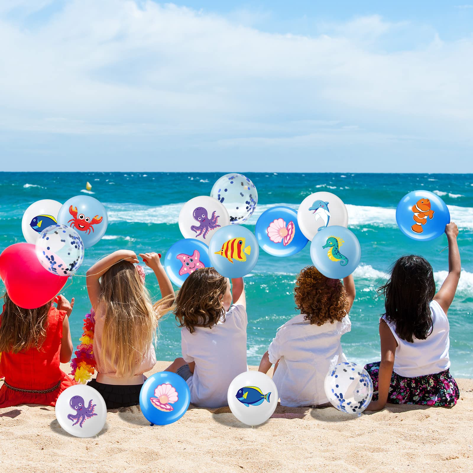 50 Pieces Sea Animals Balloons - Under the Sea Party Decorations, Ocean Theme Latex Balloons for Birthday, Baby Shower & Beach Parties - Perfect for Boys, Girls & Marine Creatures Lovers - Great for Underwater Decor, Pool Parties & Nautical Events