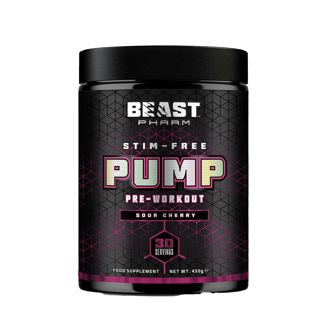 Beast Pharm STIM FREE PUMP Pre Workout Powder 450g - Sour Cherry Flavor | Nitric Oxide Booster for Muscle Pumps & Endurance | Ideal for Gym, Bodybuilding & Fitness Training