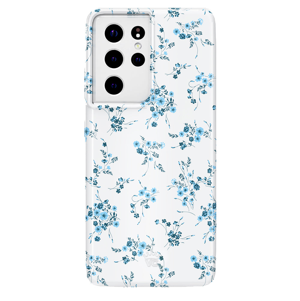 French Blue Floral Samsung Phone Case - Elegant Protective Cover for Galaxy S21/S20/Note 20 - Perfect for Daily Use, Travel & Gift Giving