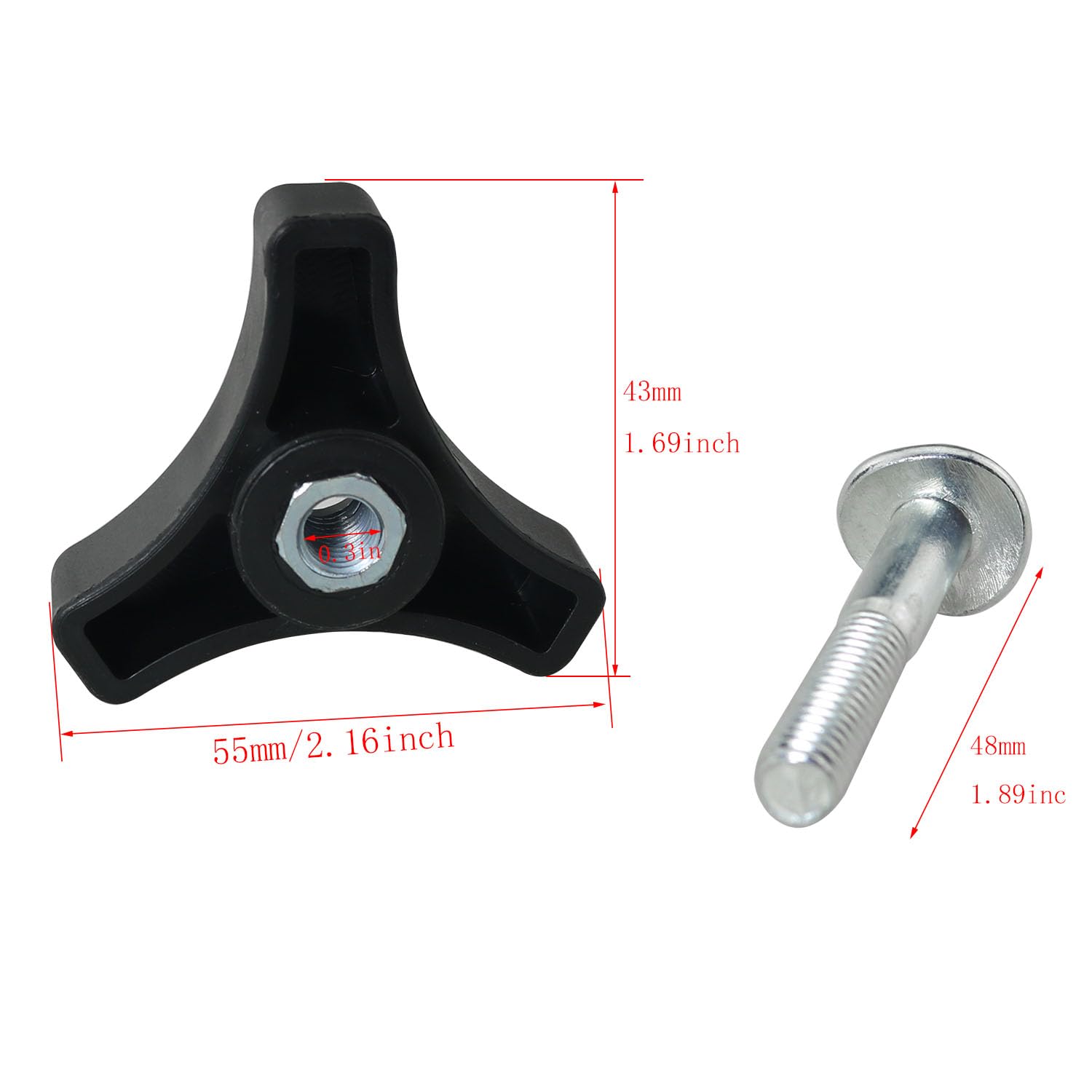 2pcs Mower Handle Screws - Triangle Knob Bolts for Lawn Mower Replacement & Repair