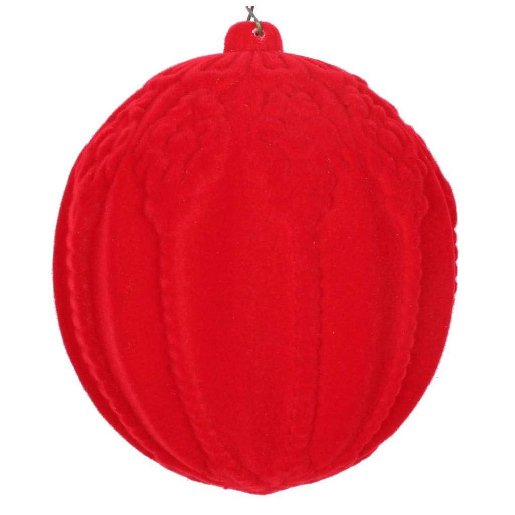 5.5 Inch Red Flocked Christmas Ball Ornaments - Set of 2 - Premium Velvet Finish Holiday Tree Decorations for Xmas Tree, Wreaths, Garland and Festive Home Decor