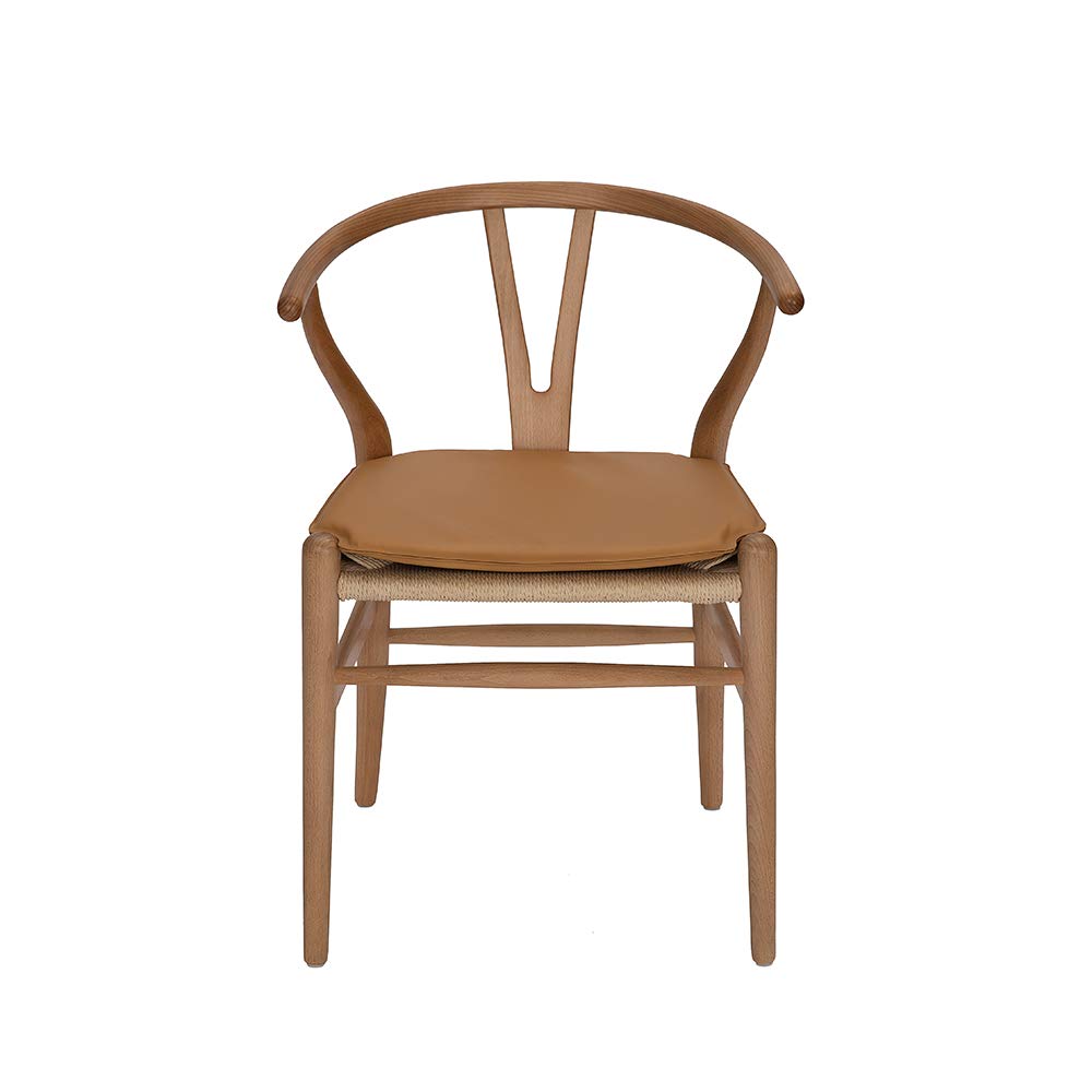 Premium PU Foam Wishbone Chair Cushion - Comfortable Seat Pad for Hans Wegner CH24 Y Chair (Brown) | Home Office, Dining Room & Lounge Decor Accessory